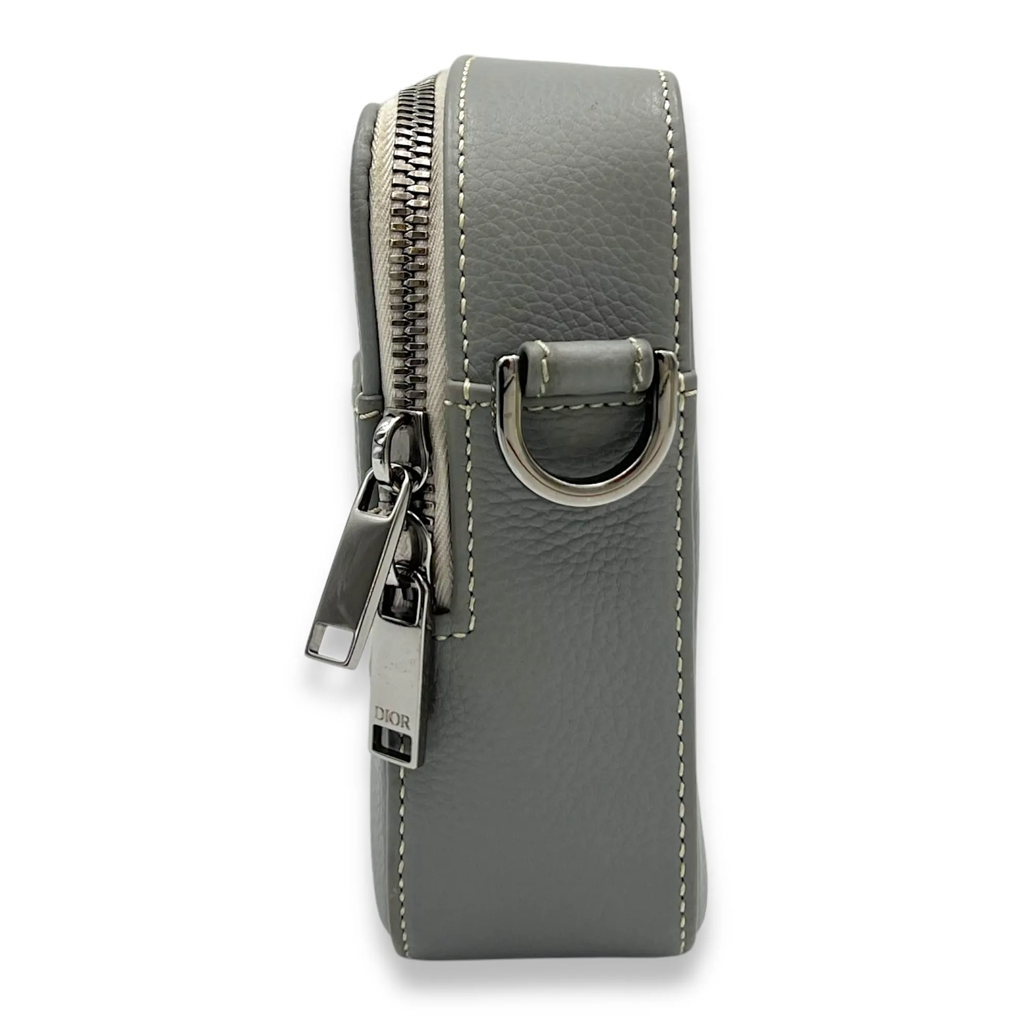 Safari Grey Messenger bag in Calfskin, Silver hardware