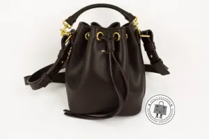 Saint Laurent 340240 C150J Small Bucket With Leather String  Brown / 6048 Calfskin Shoulder Bags Ghw