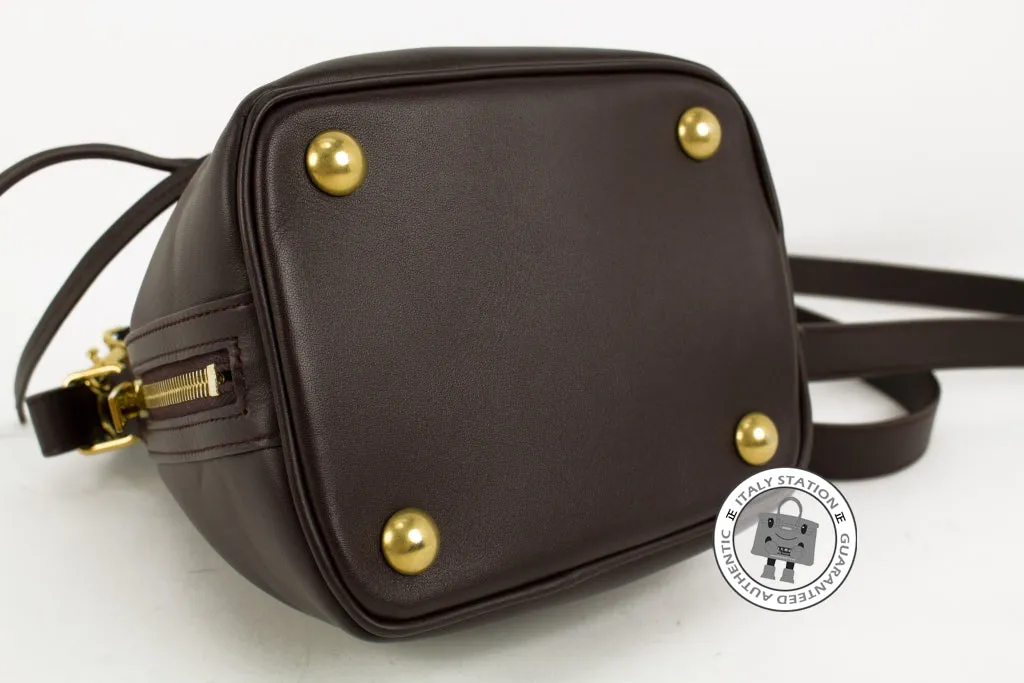Saint Laurent 340240 C150J Small Bucket With Leather String  Brown / 6048 Calfskin Shoulder Bags Ghw