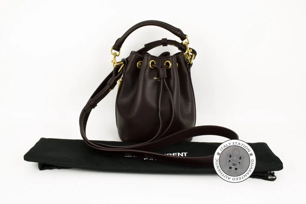 Saint Laurent 340240 C150J Small Bucket With Leather String  Brown / 6048 Calfskin Shoulder Bags Ghw