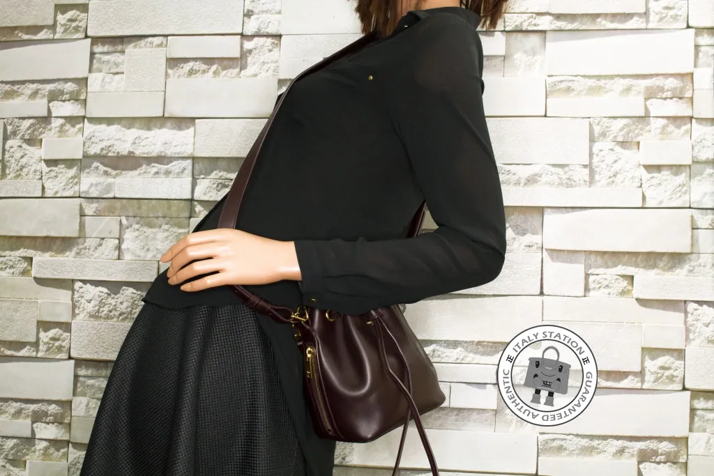 Saint Laurent 340240 C150J Small Bucket With Leather String  Brown / 6048 Calfskin Shoulder Bags Ghw