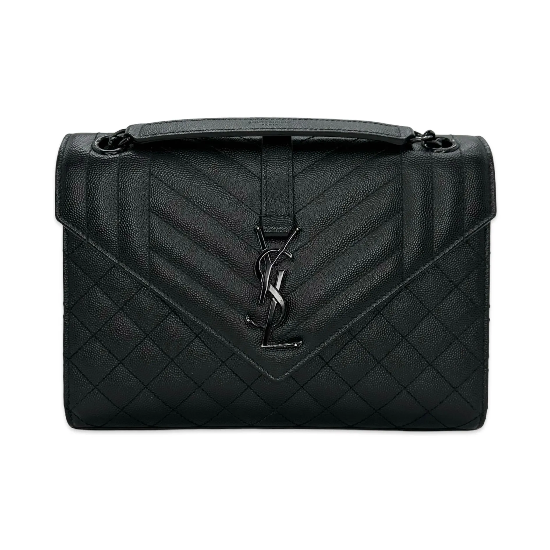 SAINT LAURENT: Grain de Poudre Medium Triquilt Envelope Bag