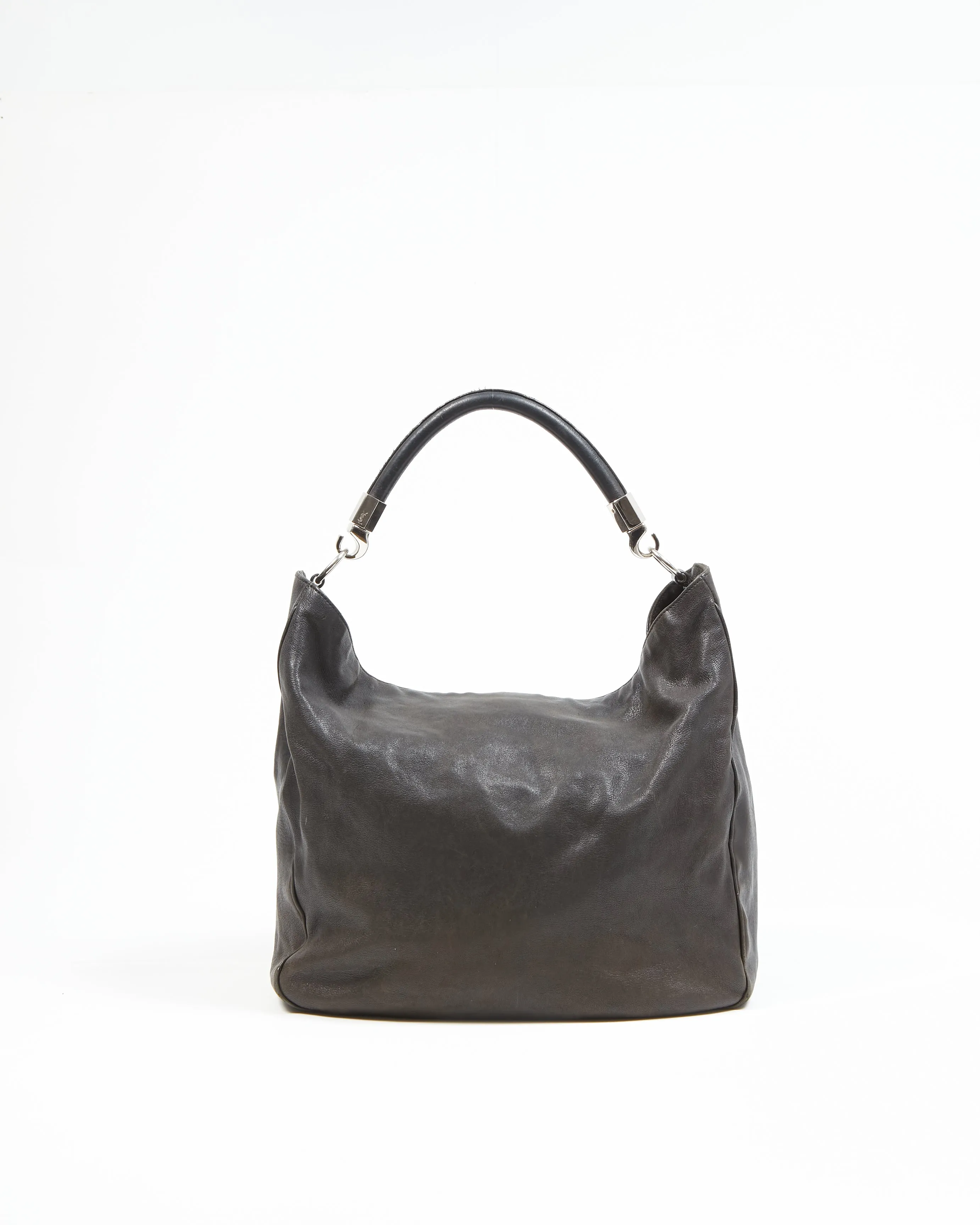 Saint Laurent Vintage Black Leather Hobo Shoulder Bag
