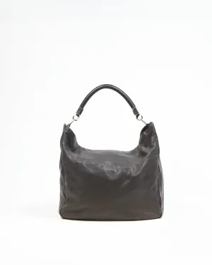 Saint Laurent Vintage Black Leather Hobo Shoulder Bag