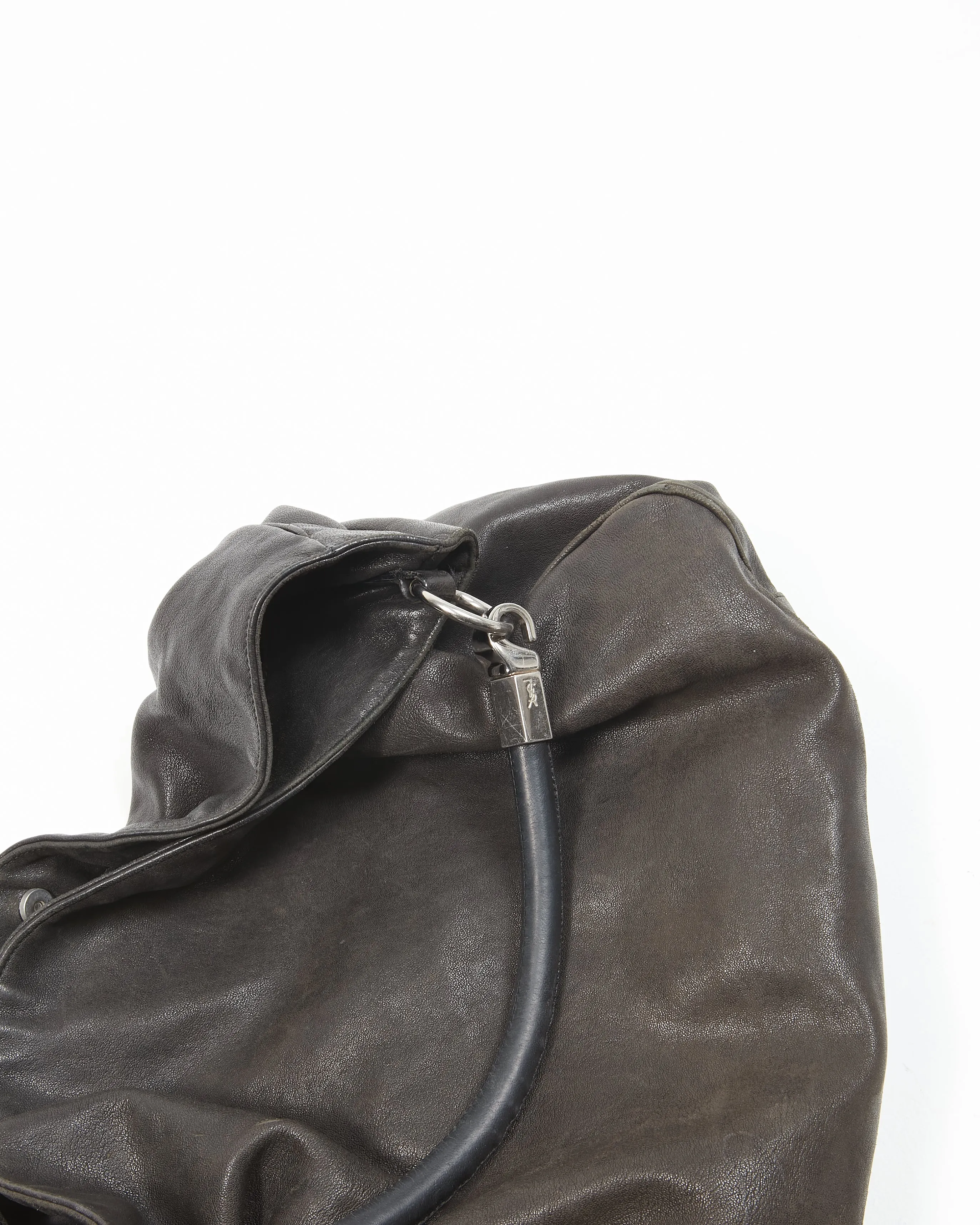 Saint Laurent Vintage Black Leather Hobo Shoulder Bag