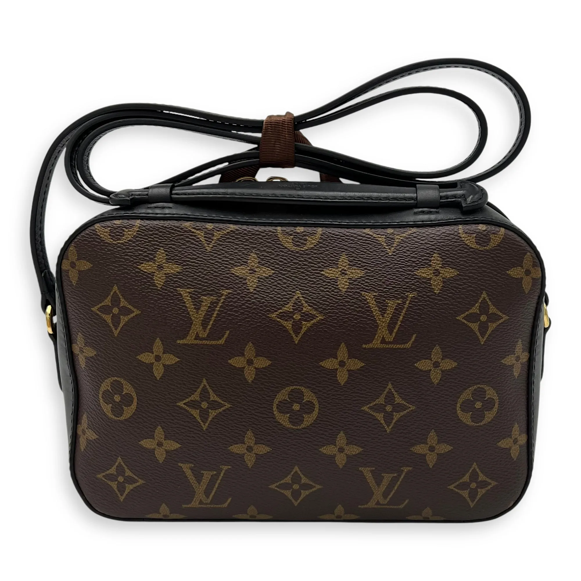 Saintonge Crossbody Bag Brown in Coated Canvas, Gold hardware
