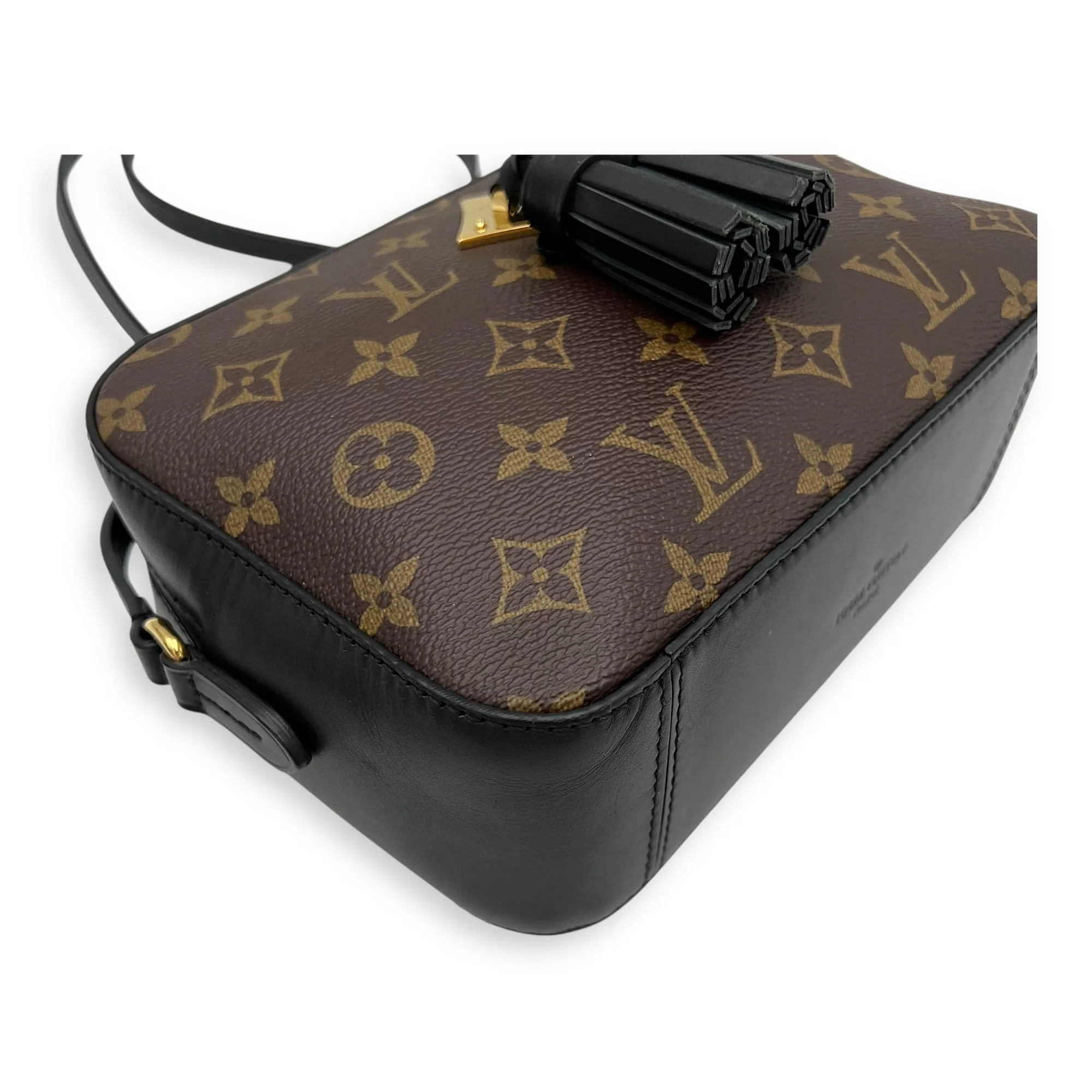 Saintonge Crossbody Bag Brown in Coated Canvas, Gold hardware