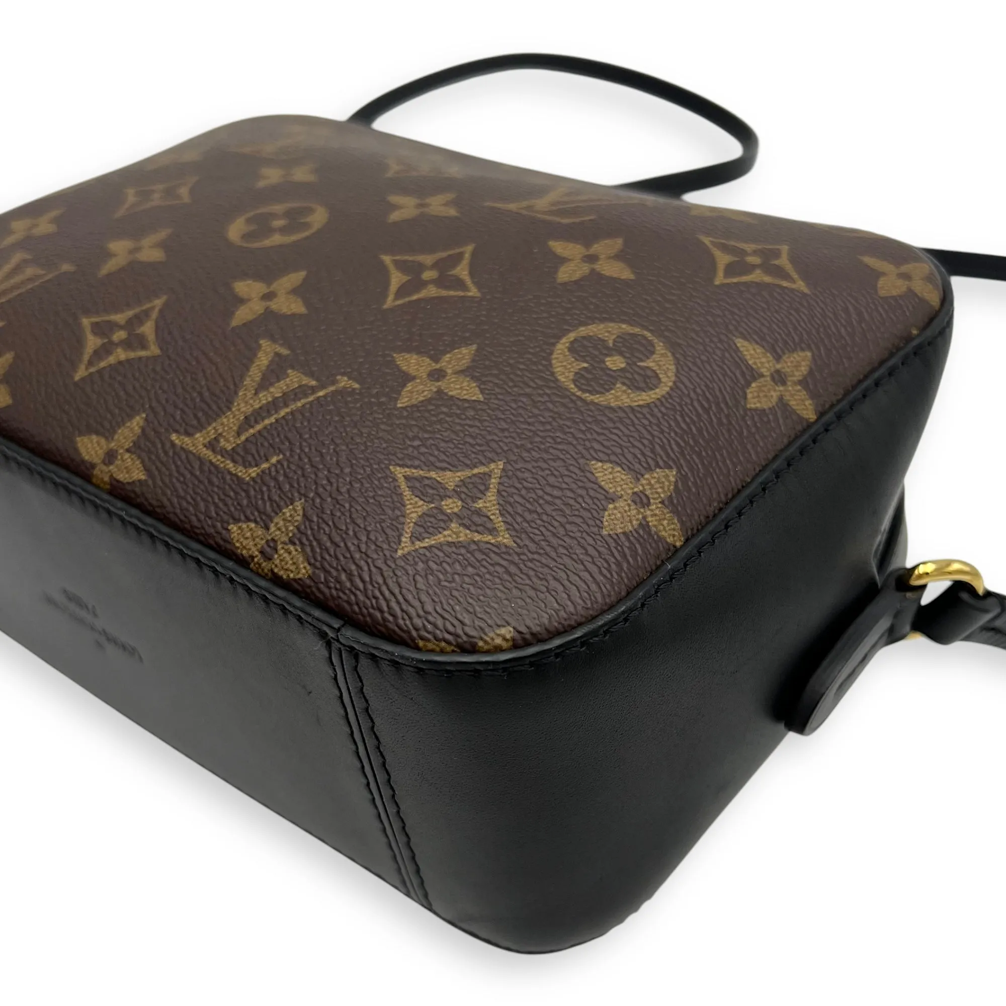 Saintonge Crossbody Bag Brown in Coated Canvas, Gold hardware