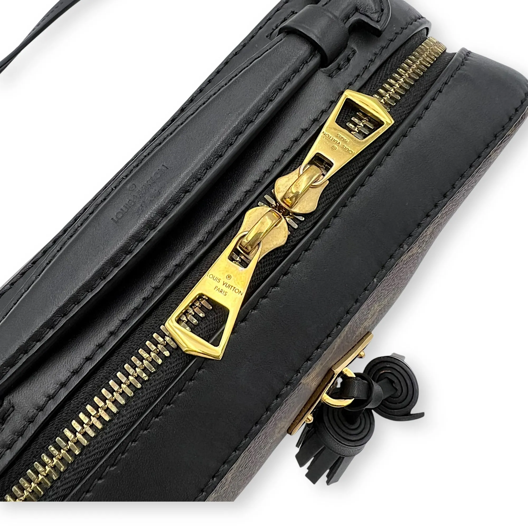 Saintonge Crossbody Bag Brown in Coated Canvas, Gold hardware
