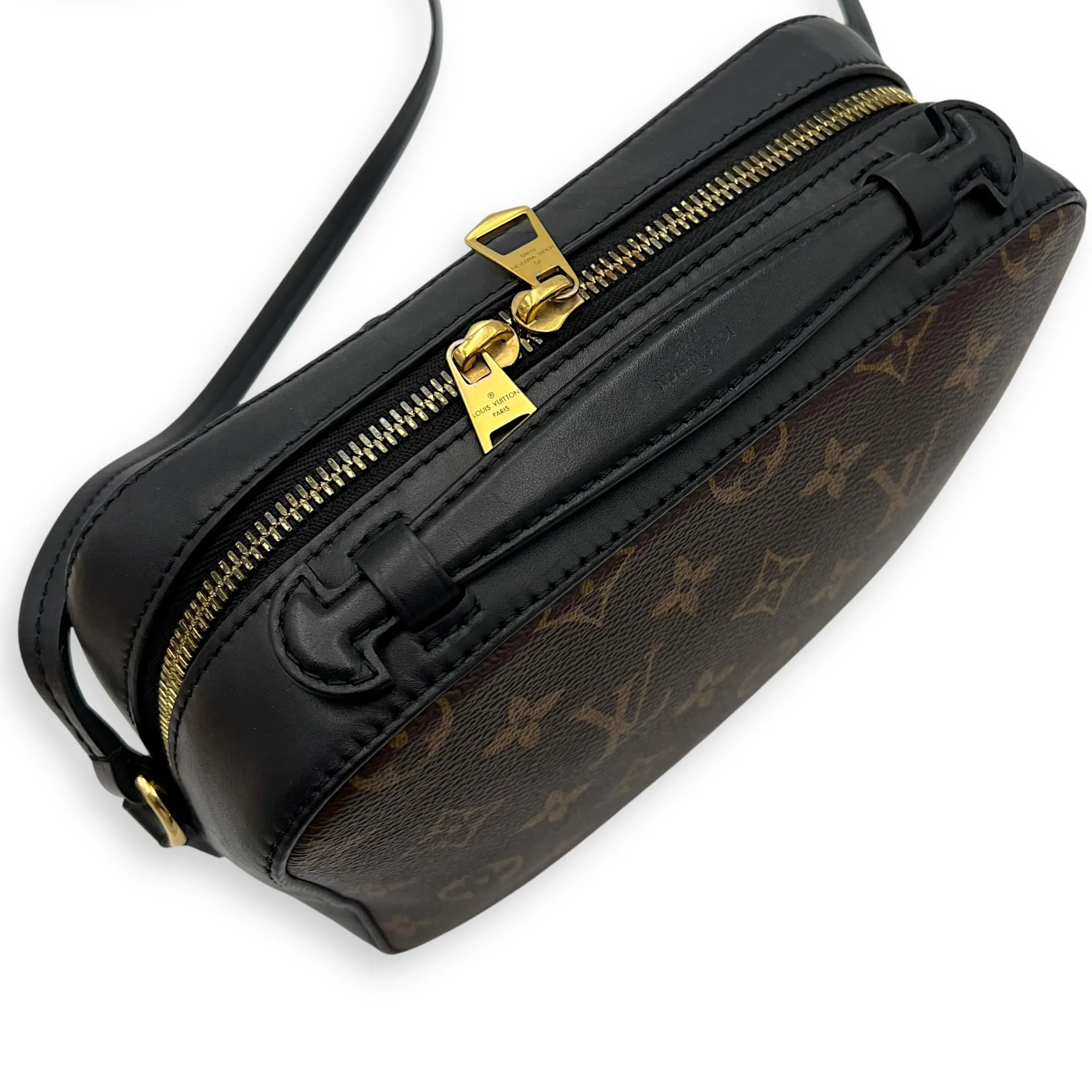 Saintonge Crossbody Bag Brown in Coated Canvas, Gold hardware