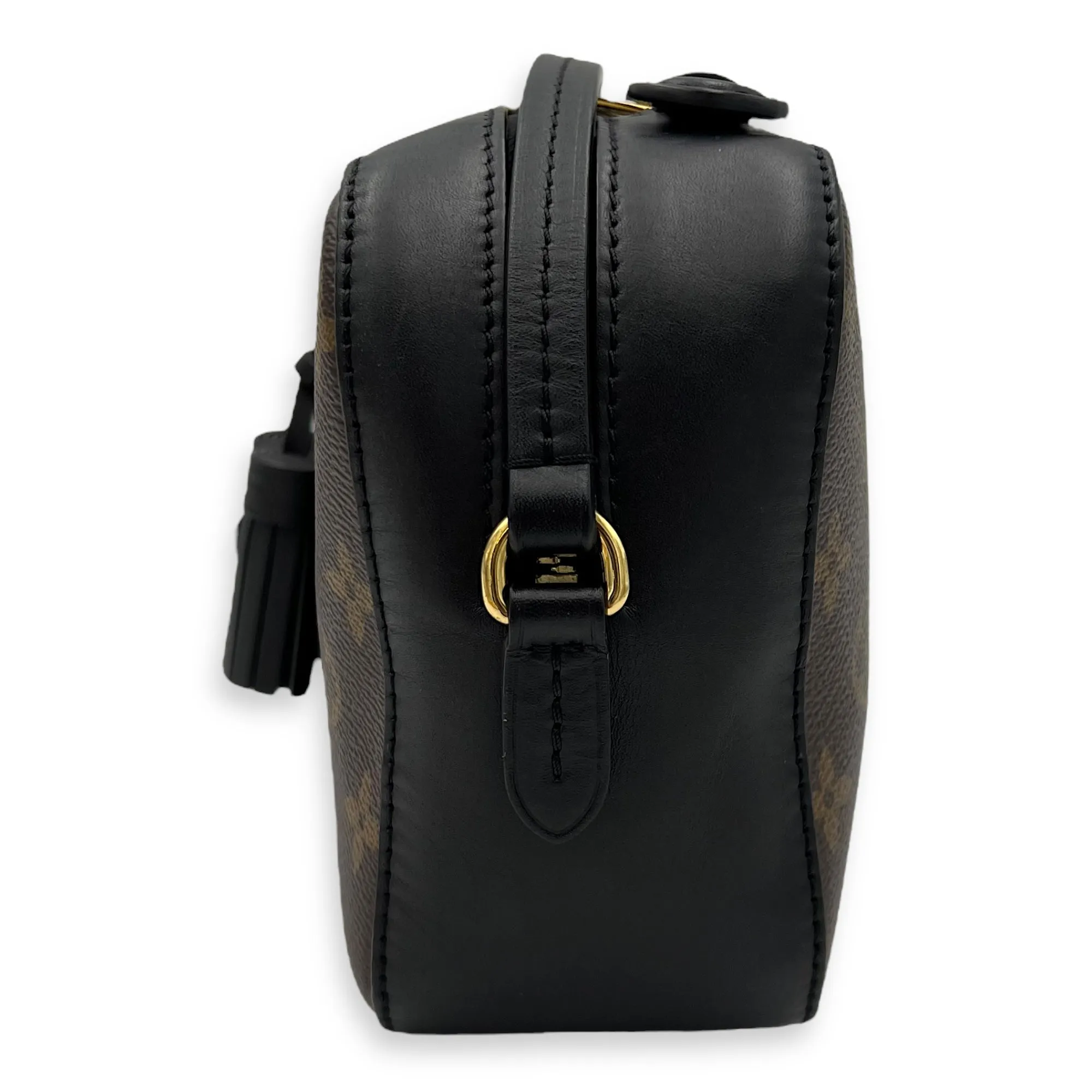 Saintonge Crossbody Bag Brown in Coated Canvas, Gold hardware