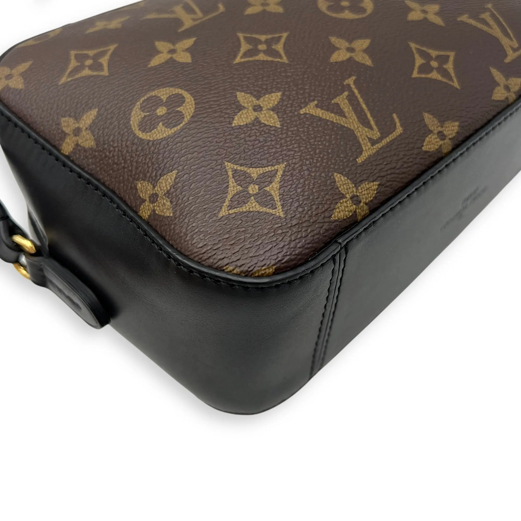 Saintonge Crossbody Bag Brown in Coated Canvas, Gold hardware