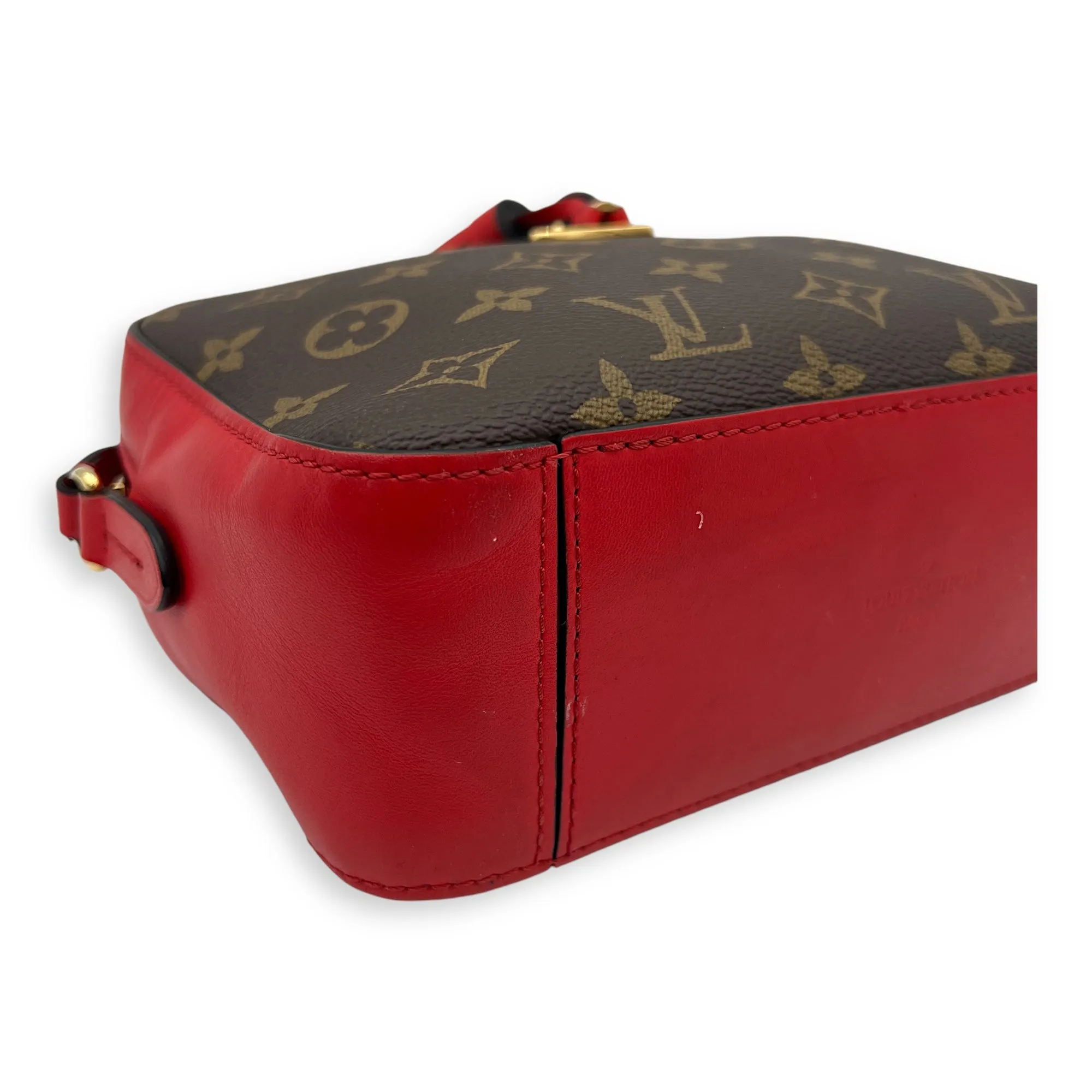 Saintonge Crossbody Bag Brown in Monogram Coated Canvas, Gold hardware