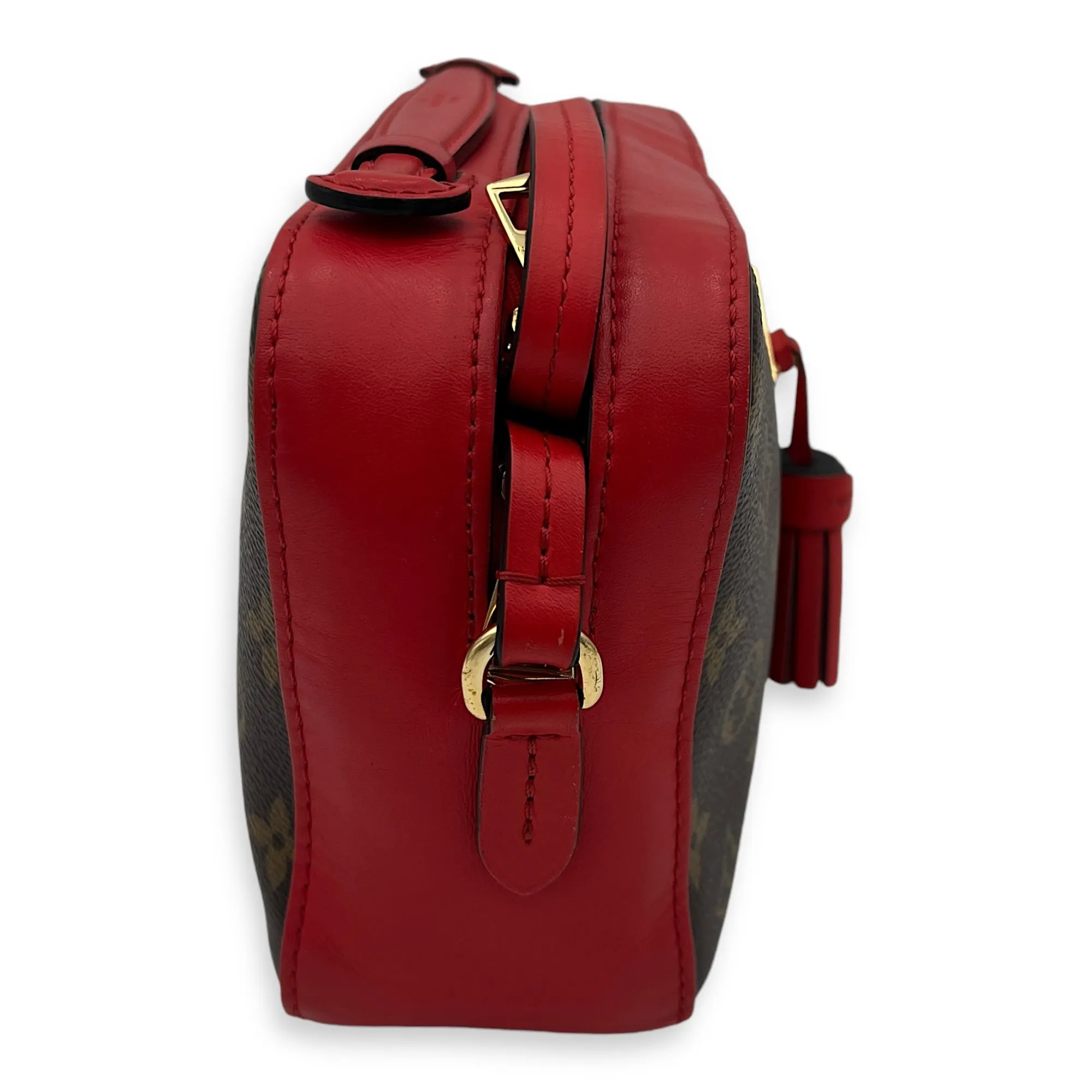 Saintonge Crossbody Bag Brown in Monogram Coated Canvas, Gold hardware