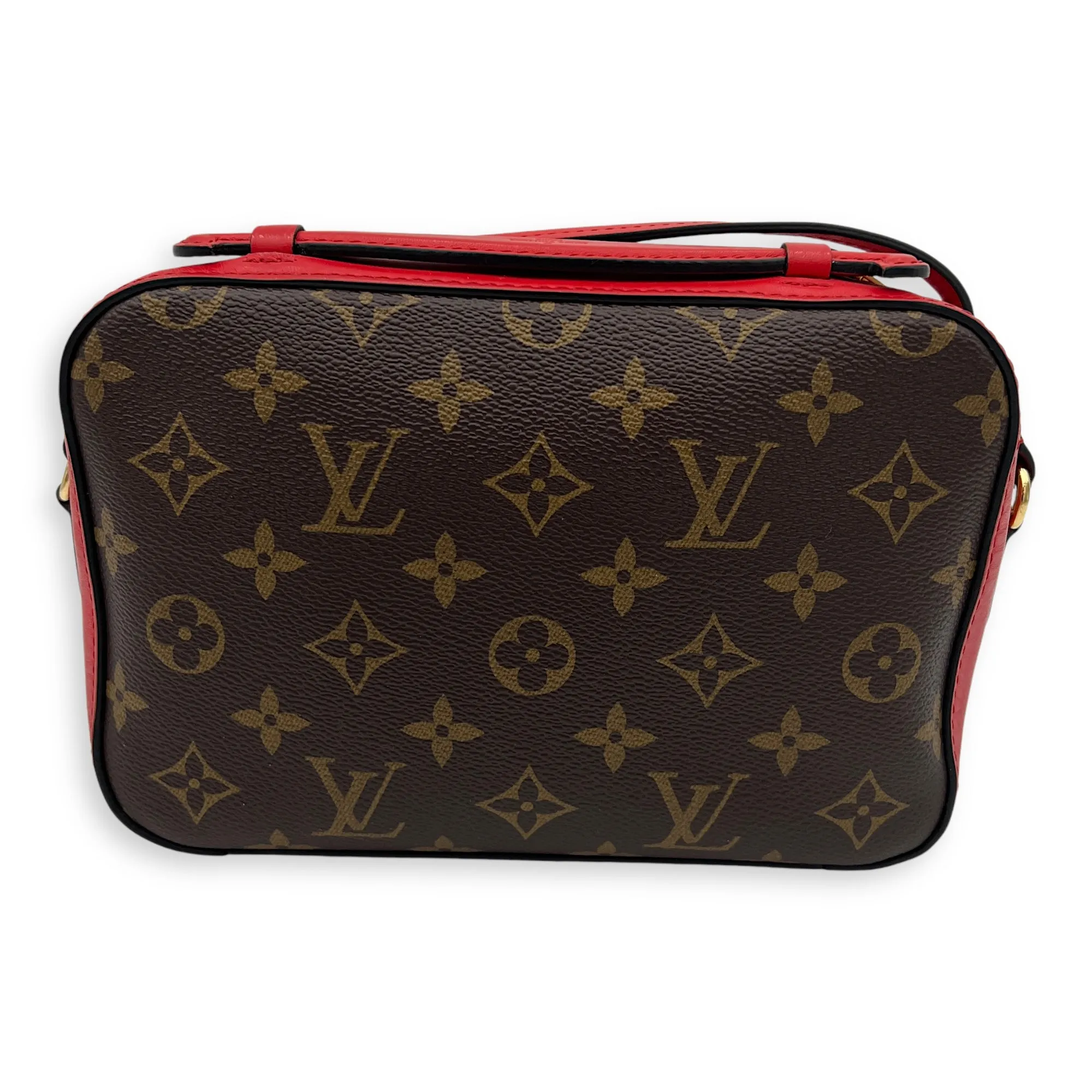 Saintonge Crossbody Bag Brown in Monogram Coated Canvas, Gold hardware