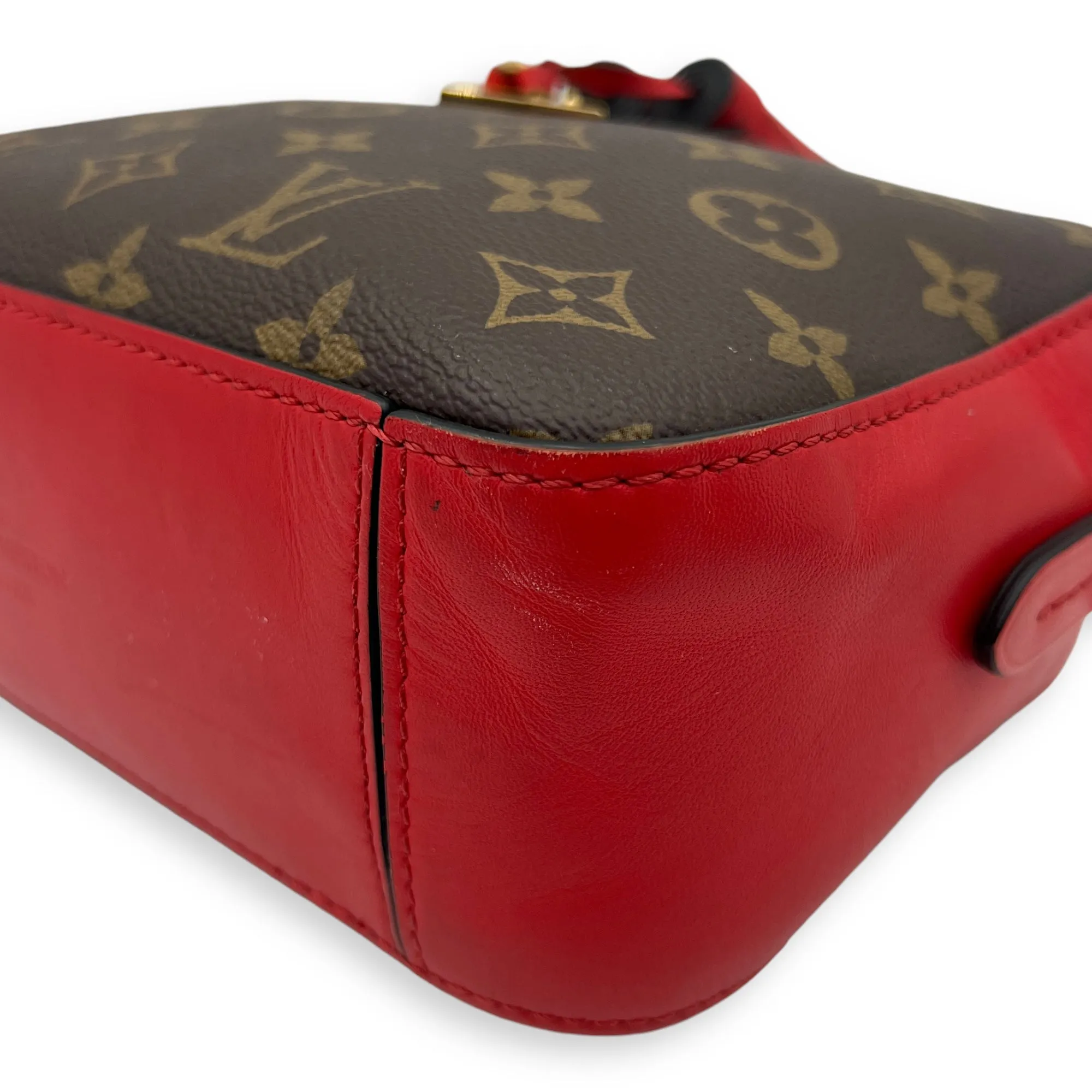 Saintonge Crossbody Bag Brown in Monogram Coated Canvas, Gold hardware