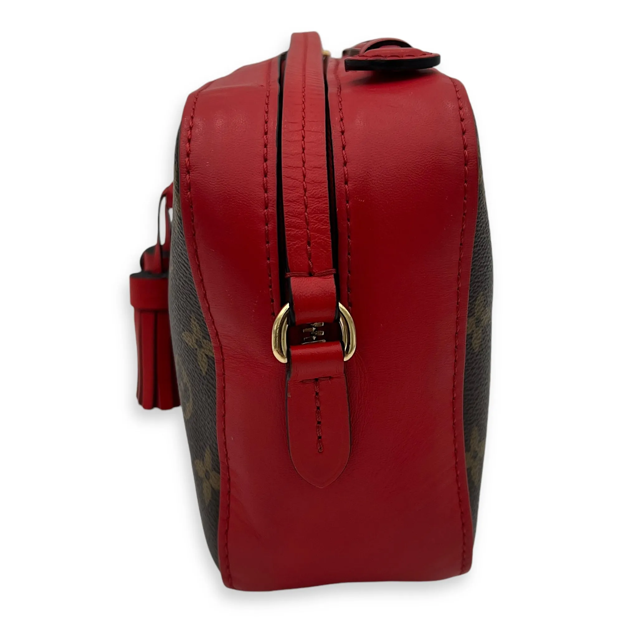 Saintonge Crossbody Bag Brown in Monogram Coated Canvas, Gold hardware