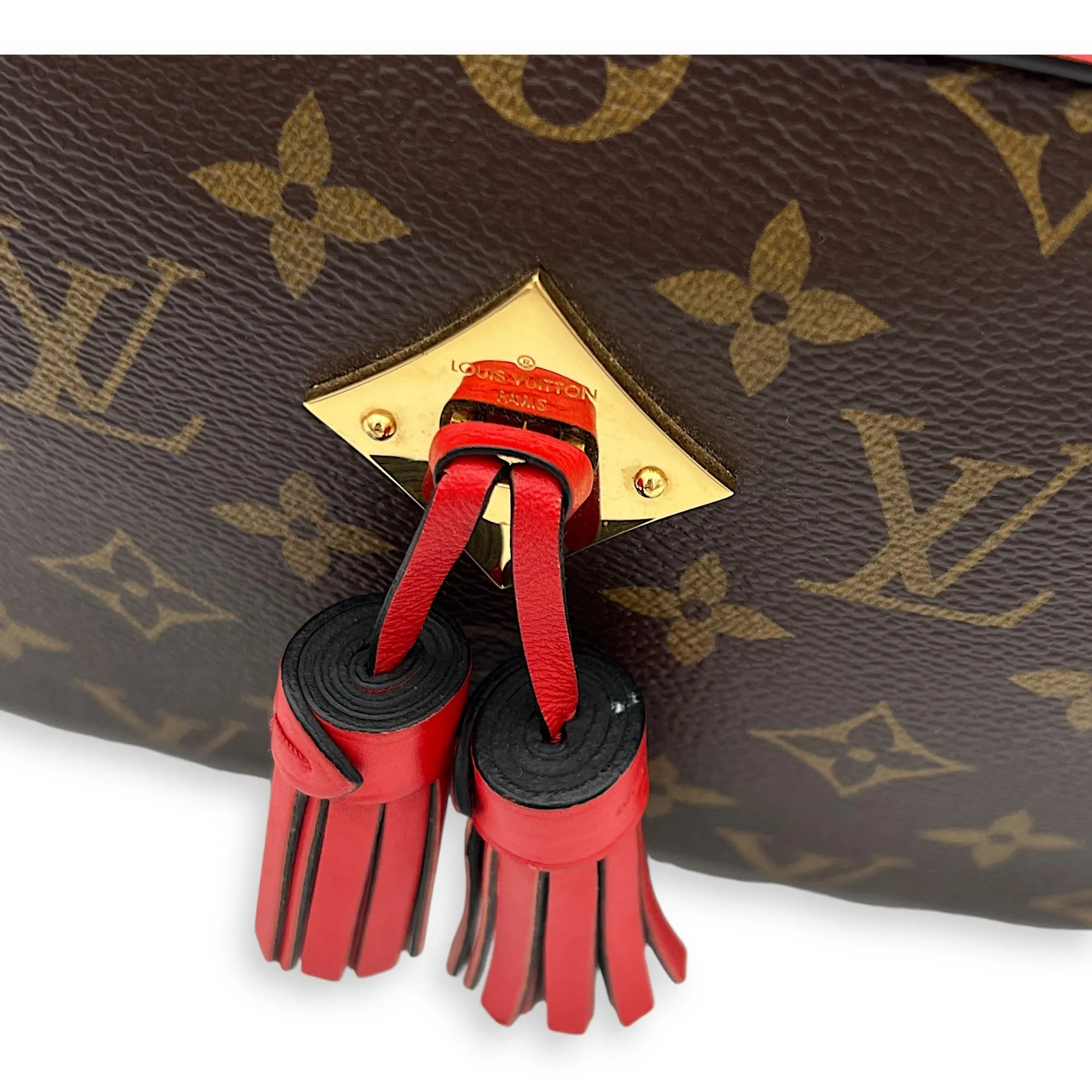 Saintonge Crossbody Bag Brown in Monogram Coated Canvas, Gold hardware