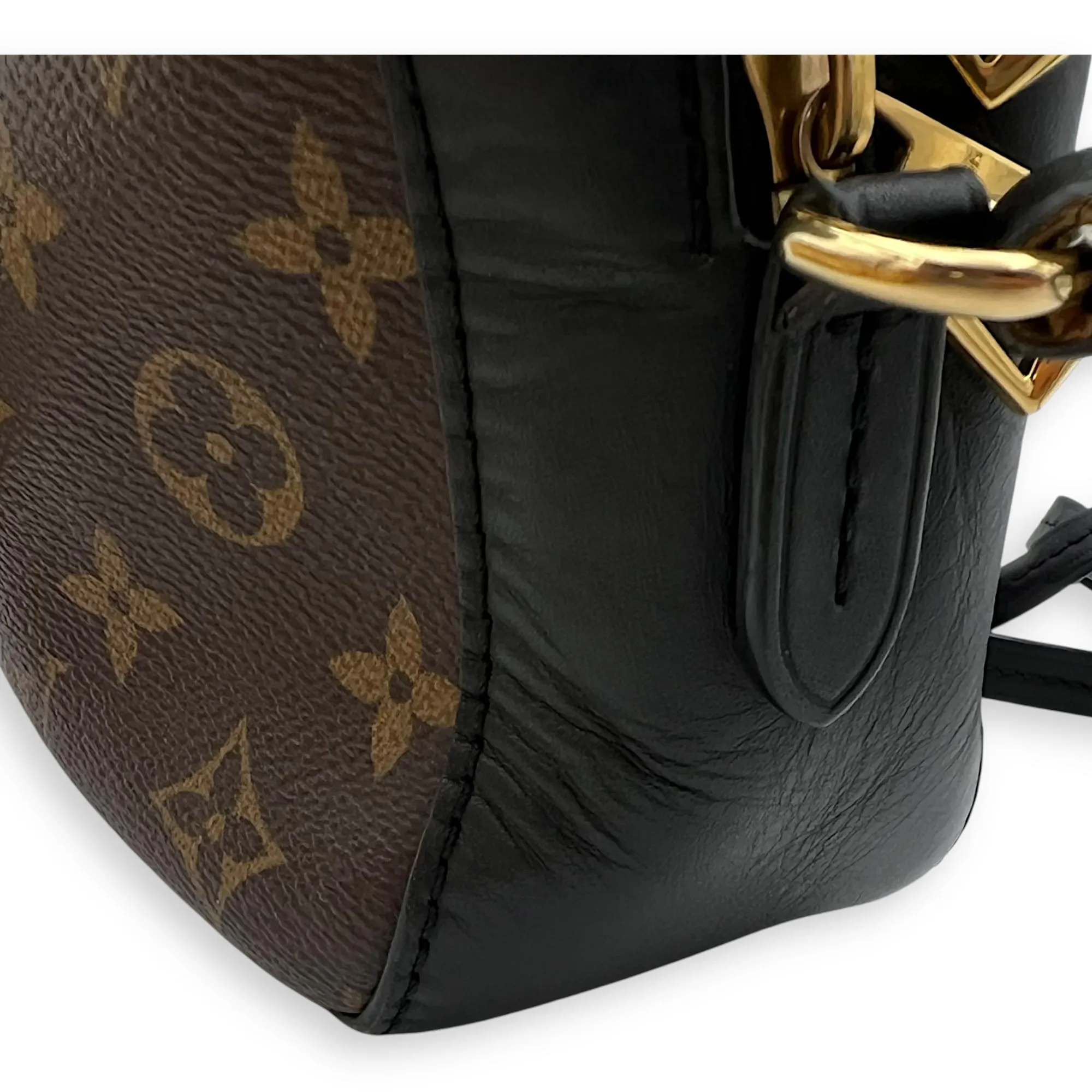 Saintonge Crossbody Bag Small Black in Monogram Coated Canvas, Gold hardware