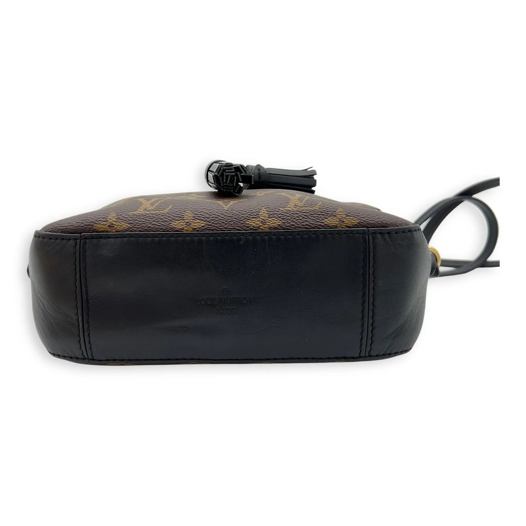 Saintonge Crossbody Bag Small Black in Monogram Coated Canvas, Gold hardware