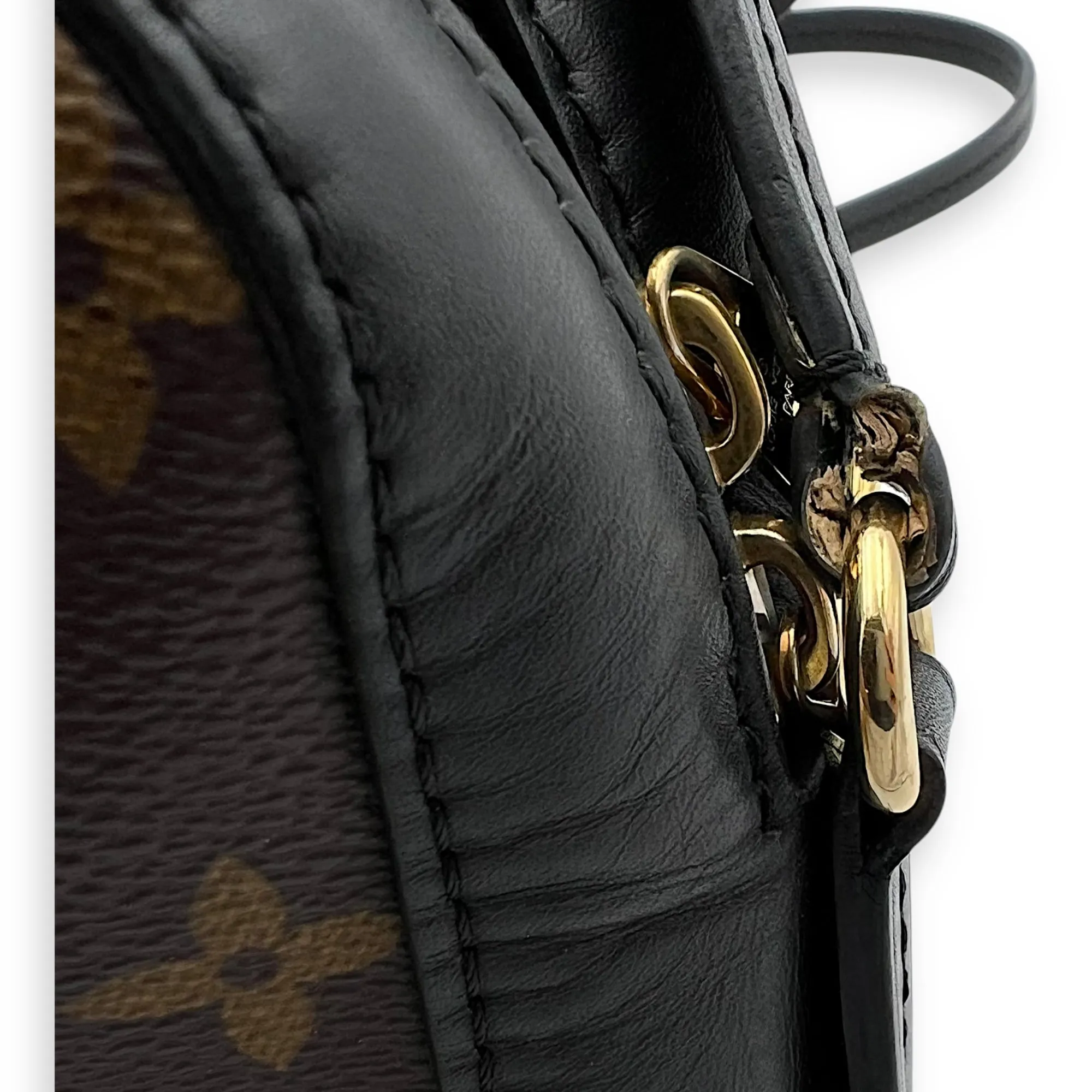 Saintonge Crossbody Bag Small Black in Monogram Coated Canvas, Gold hardware