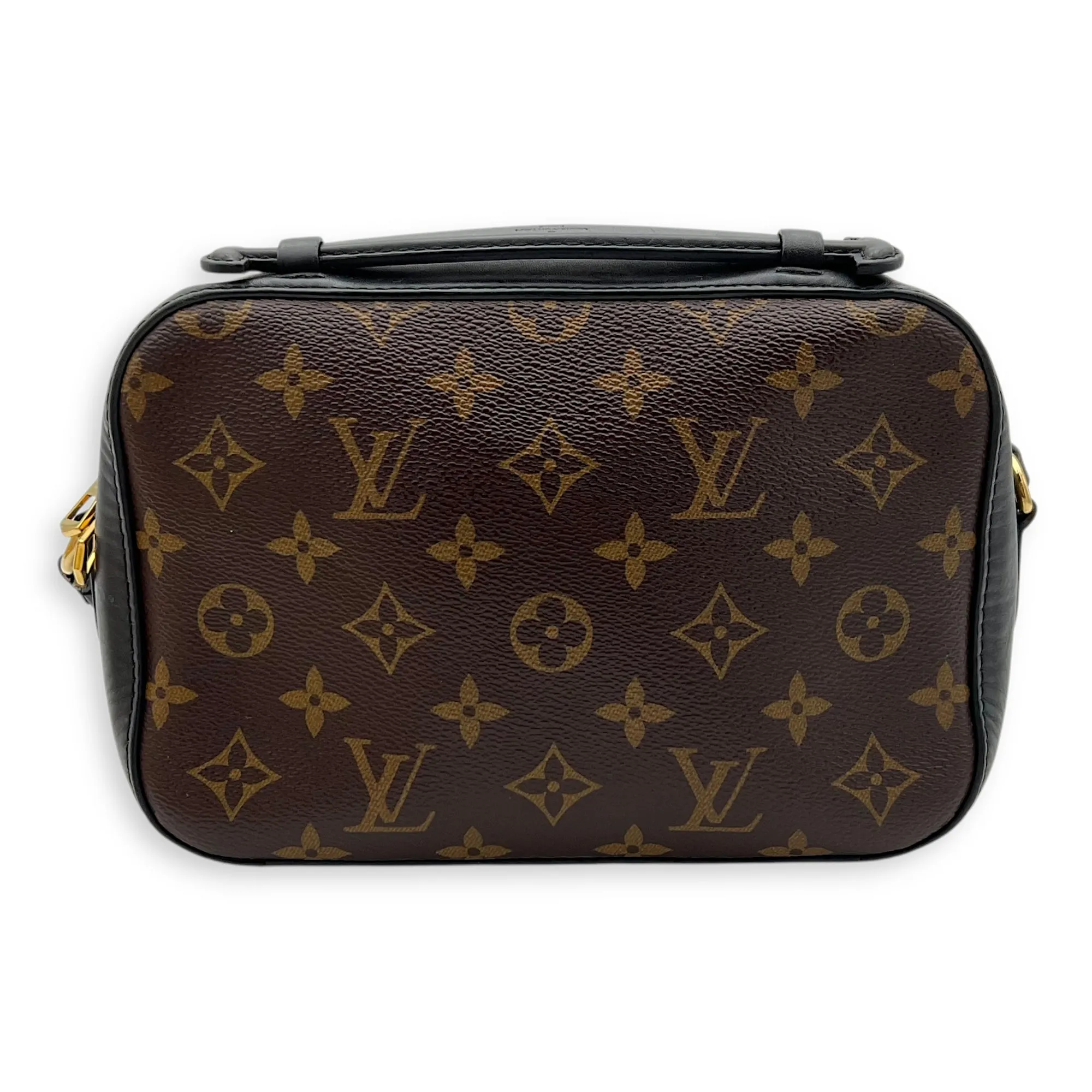 Saintonge Crossbody Bag Small Black in Monogram Coated Canvas, Gold hardware