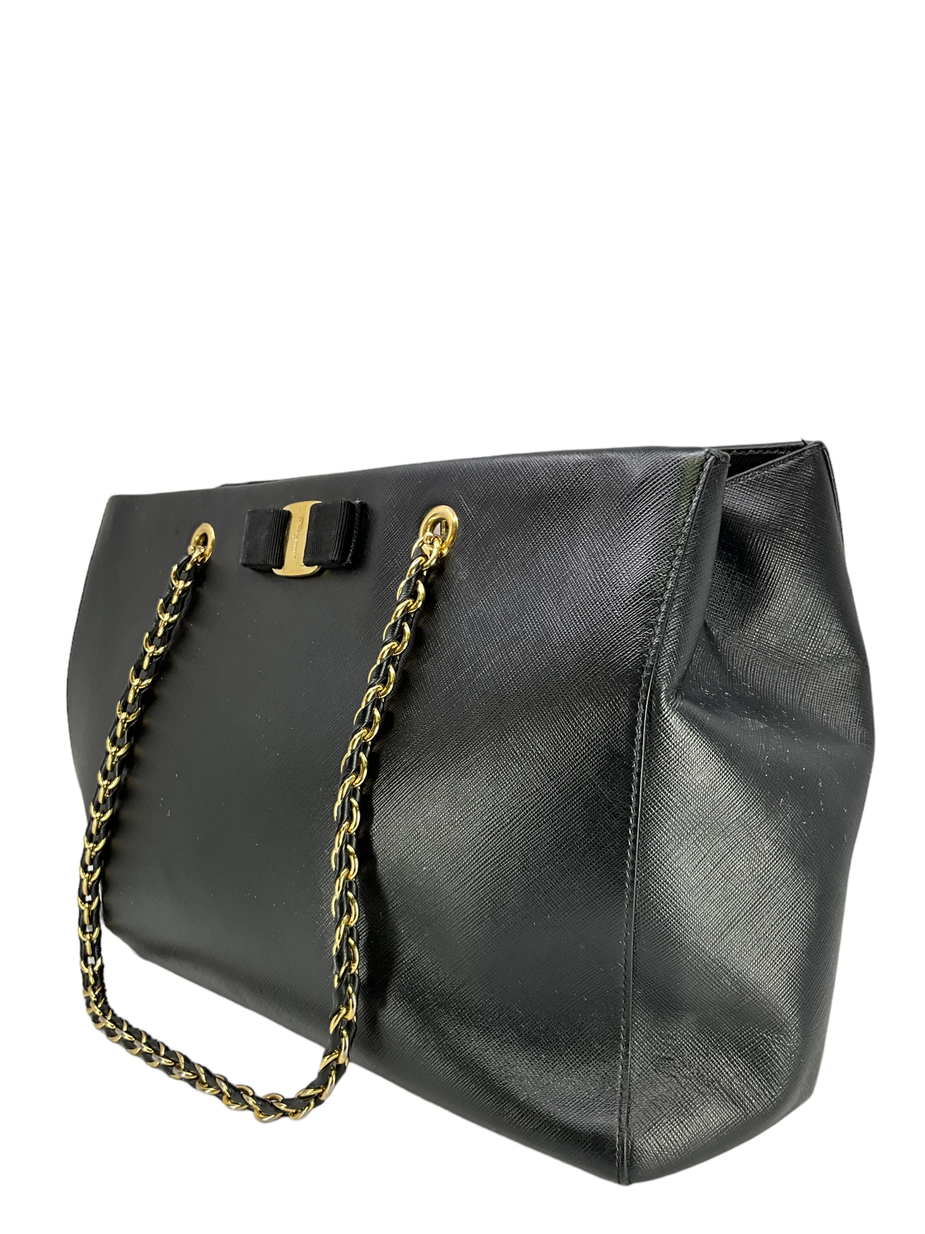 Salvatore Ferragamo Saffiano Leather Melike Vara Bow Bag