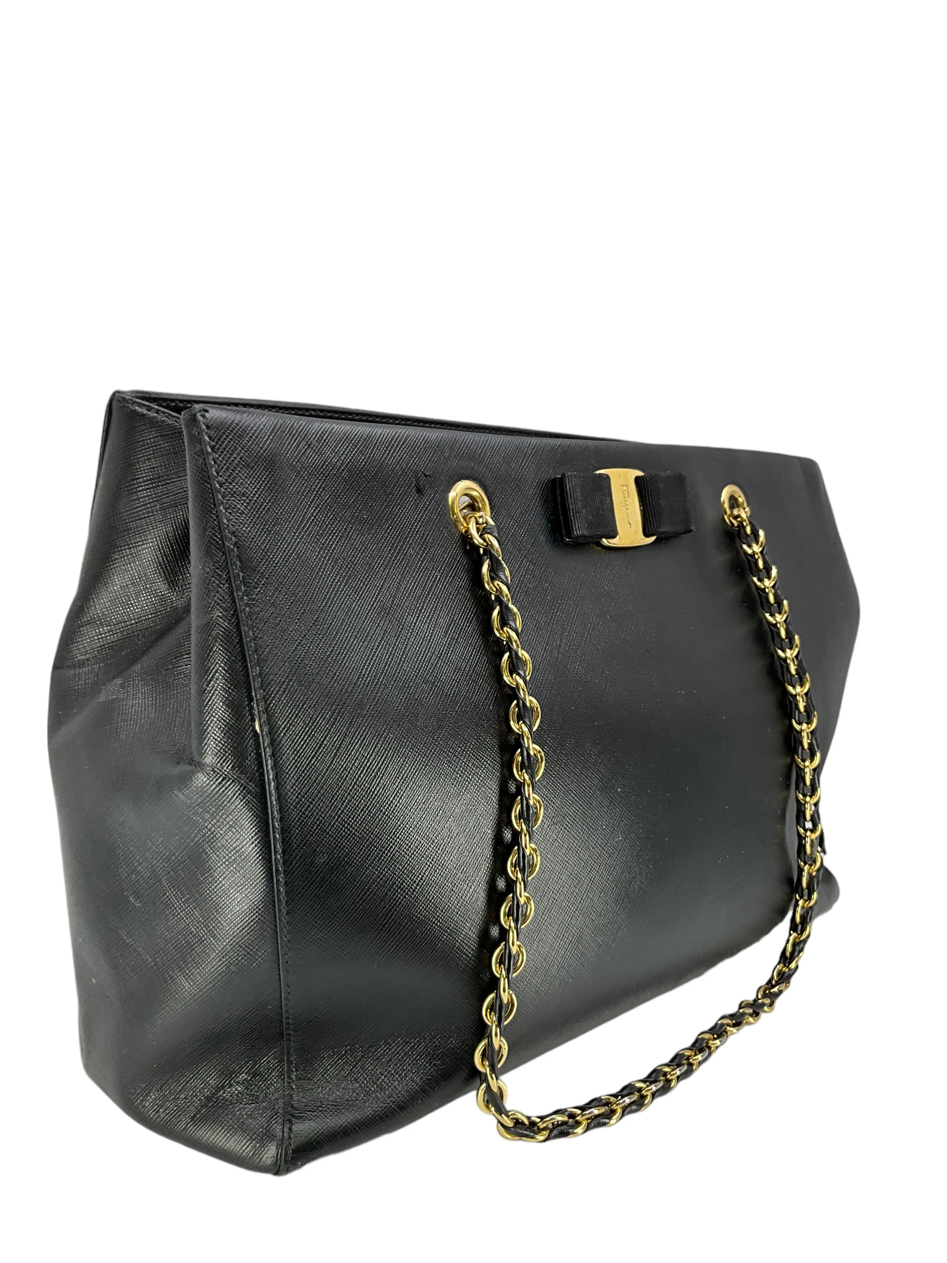 Salvatore Ferragamo Saffiano Leather Melike Vara Bow Bag