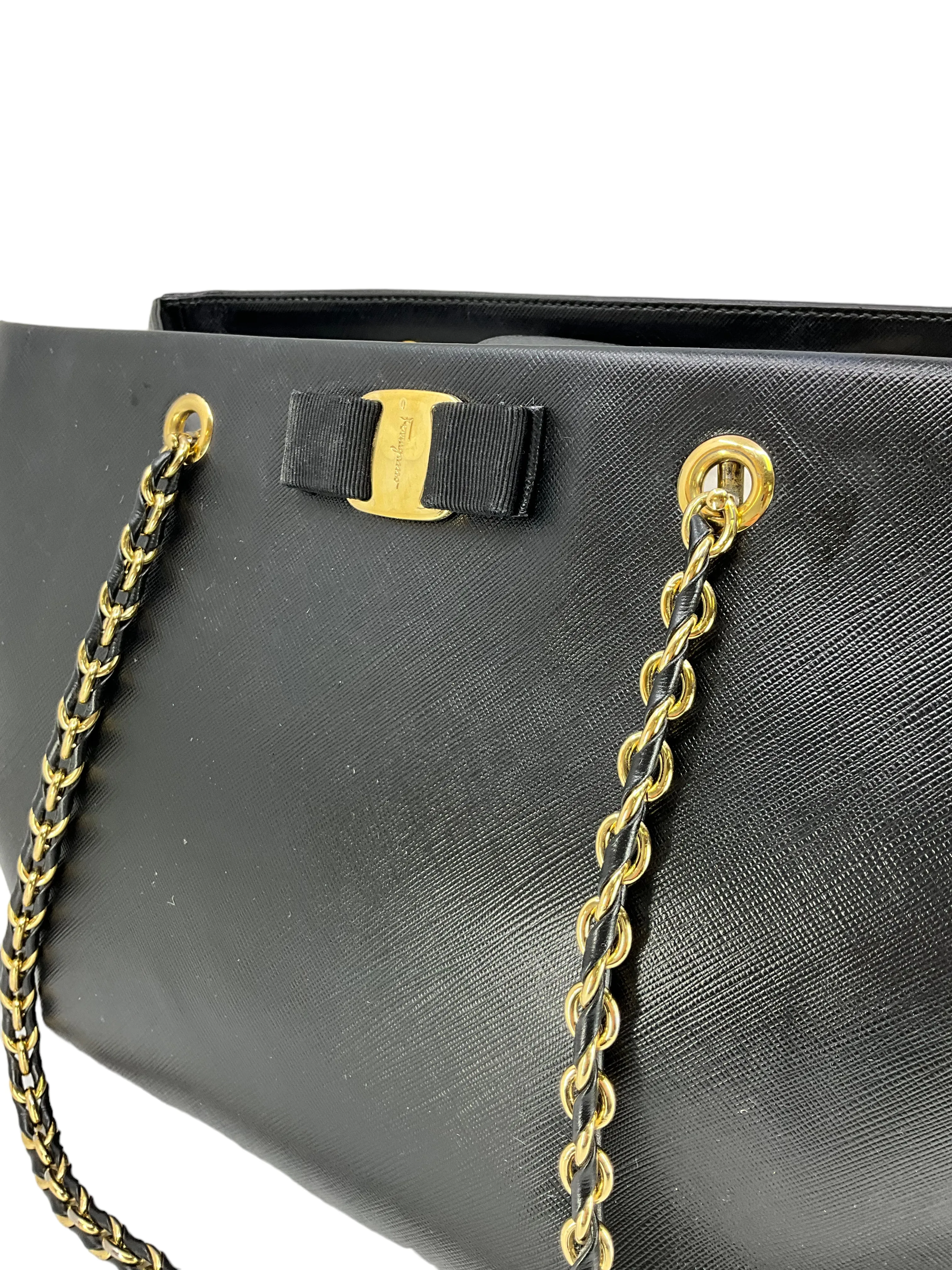 Salvatore Ferragamo Saffiano Leather Melike Vara Bow Bag