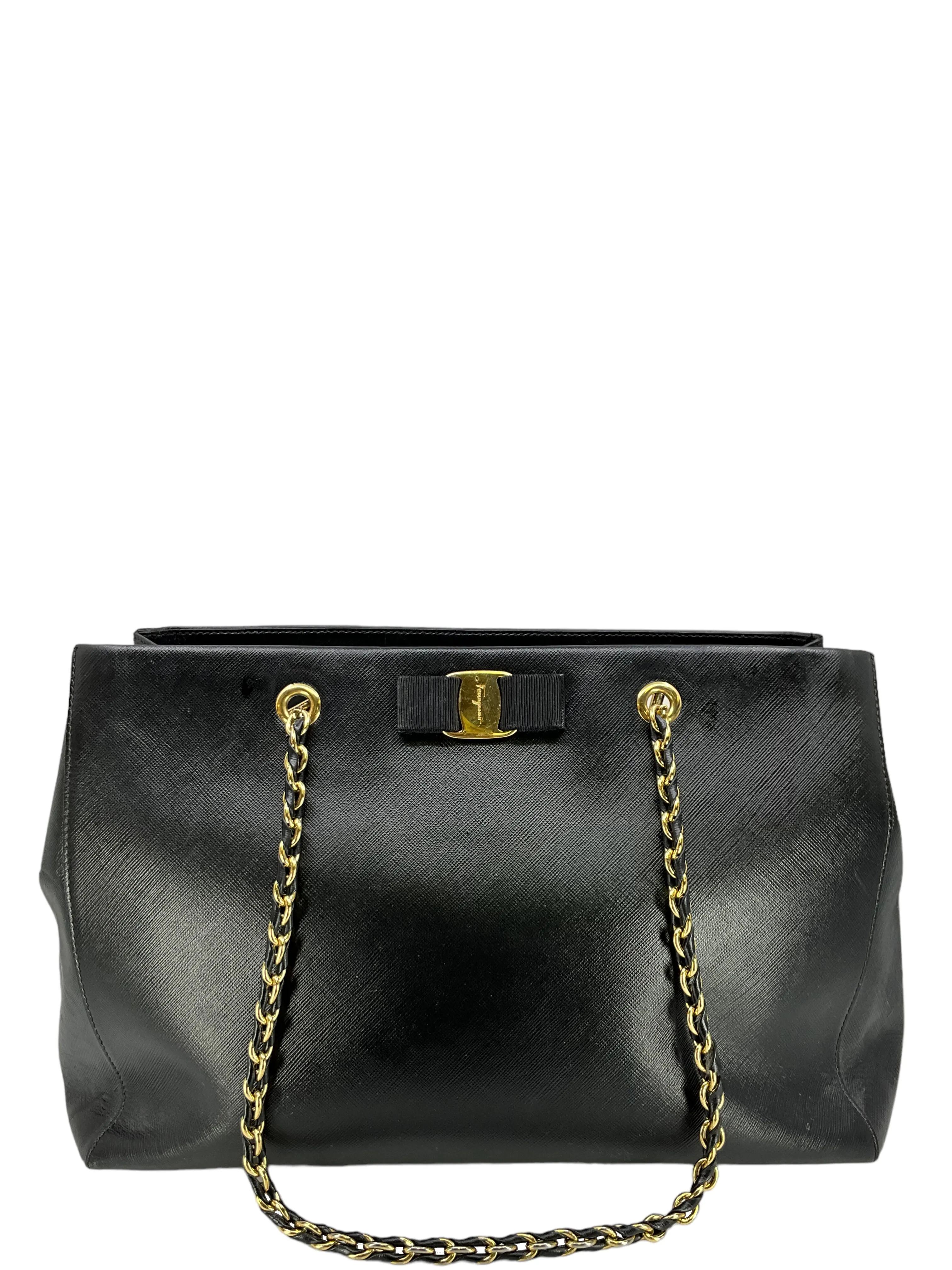 Salvatore Ferragamo Saffiano Leather Melike Vara Bow Bag