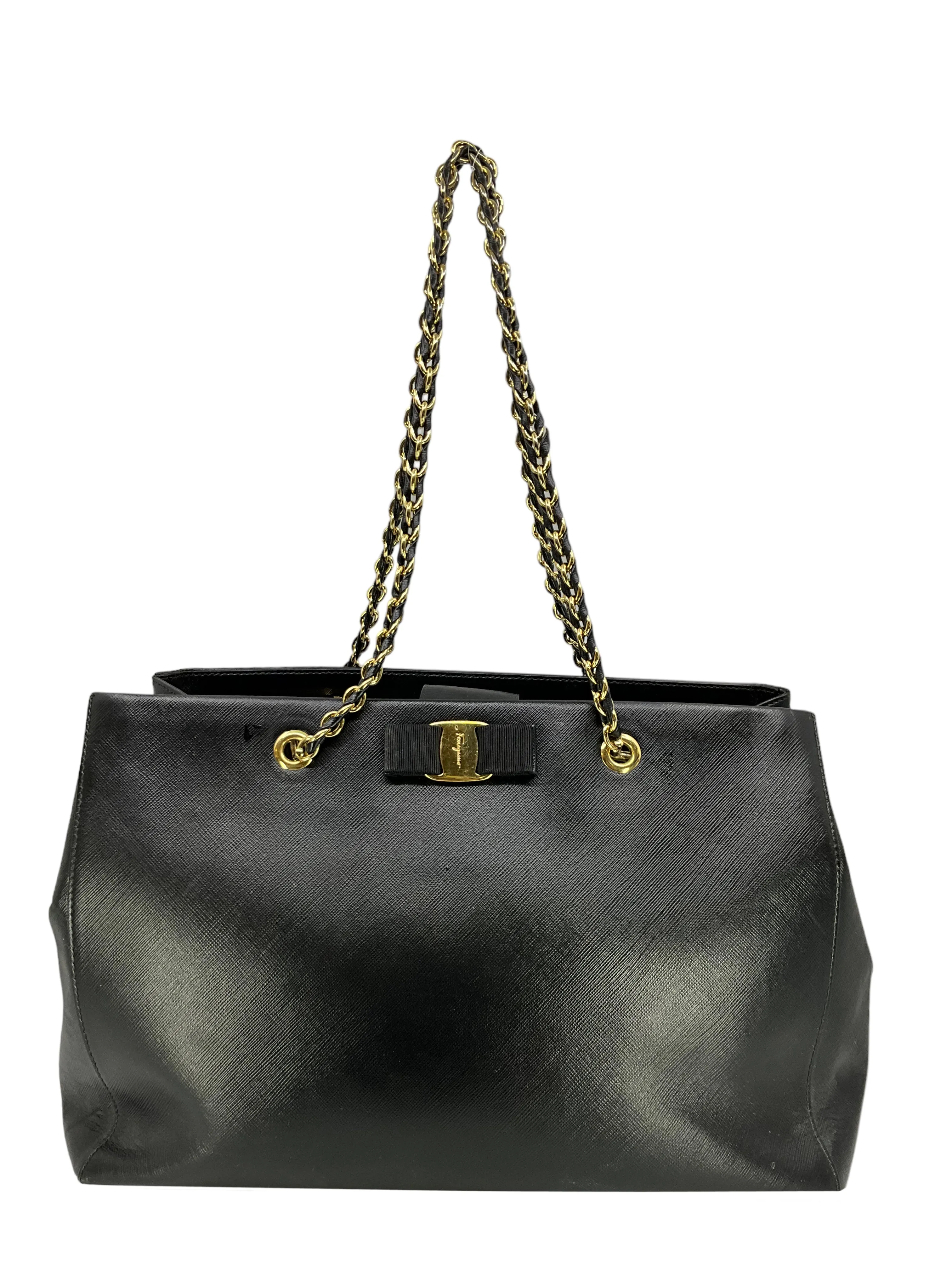 Salvatore Ferragamo Saffiano Leather Melike Vara Bow Bag