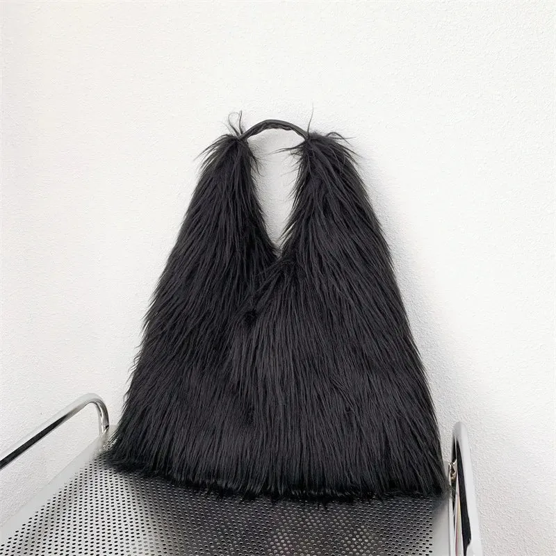 Shaggy Faux Fur Jumbo Hobo Bags