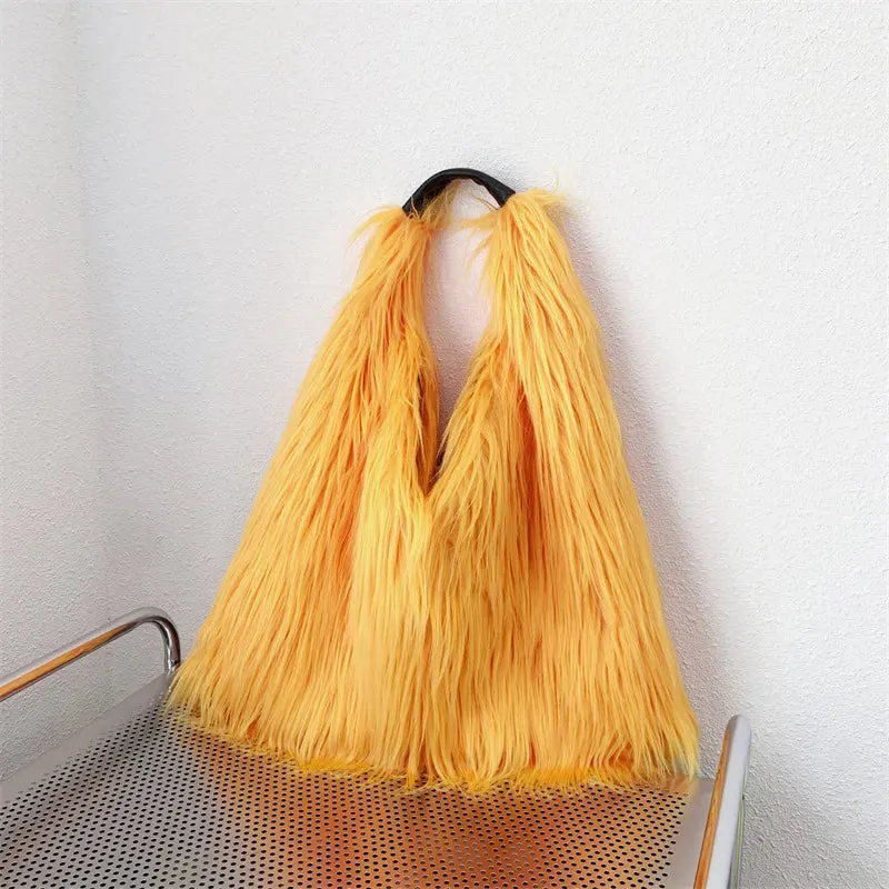Shaggy Faux Fur Jumbo Hobo Bags