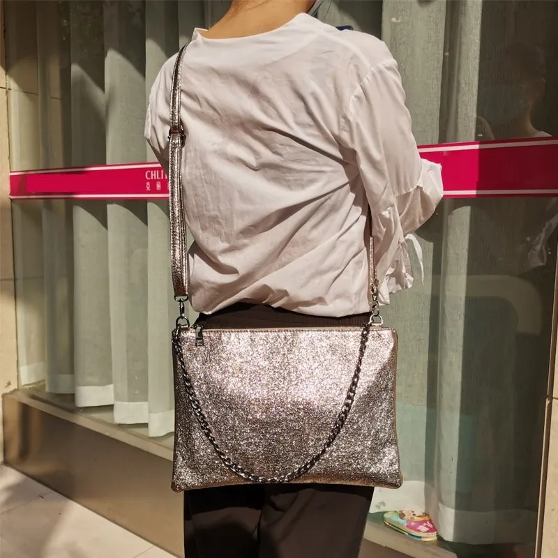Shiny Women Day Clutches Luxury Designer chain Shoulder Bags for Lady 2021 new female Crossbody Bags Clutch wallet handbag
