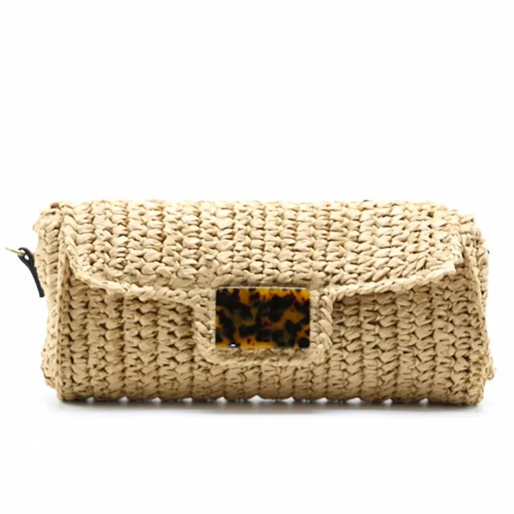 Siti Straw Baguette Clutch Bag