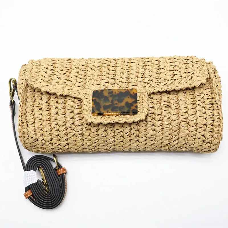 Siti Straw Baguette Clutch Bag