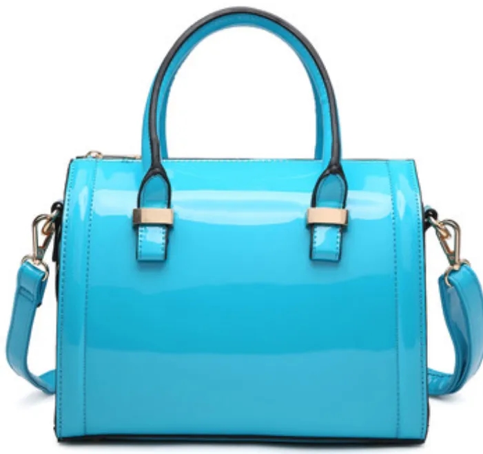 Sky Blue Patent Satchel
