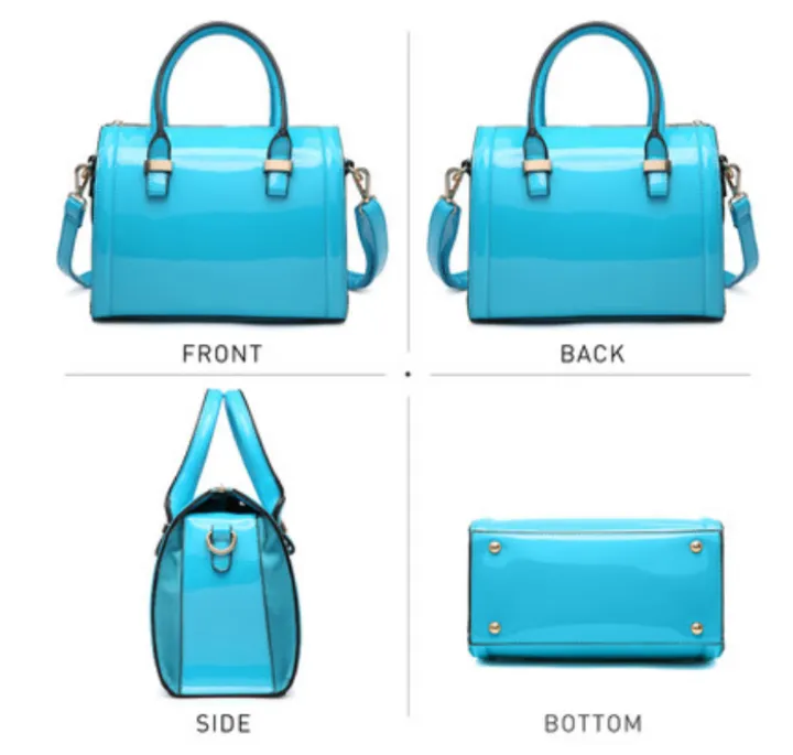 Sky Blue Patent Satchel