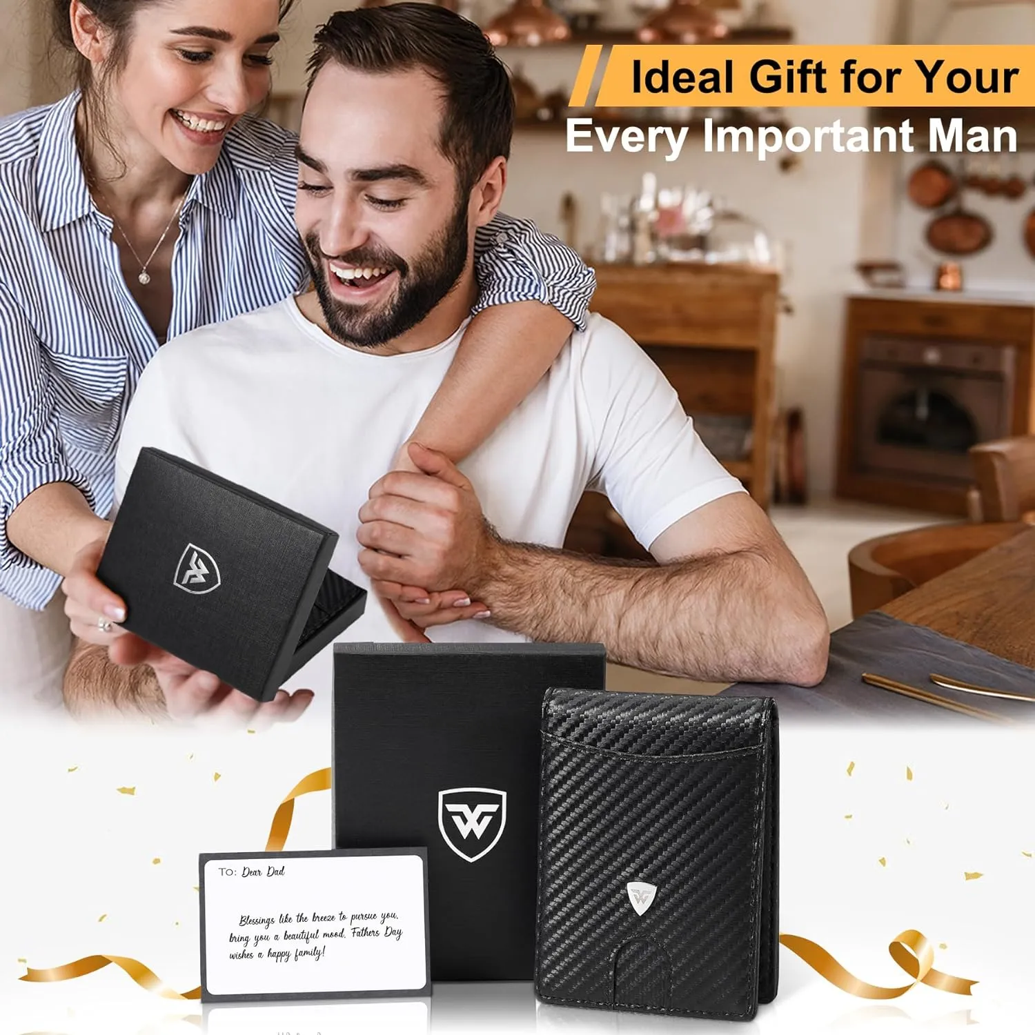 Sleek RFID Blocking Carbon Fiber Leather Wallet for Men with 12 Card Slots