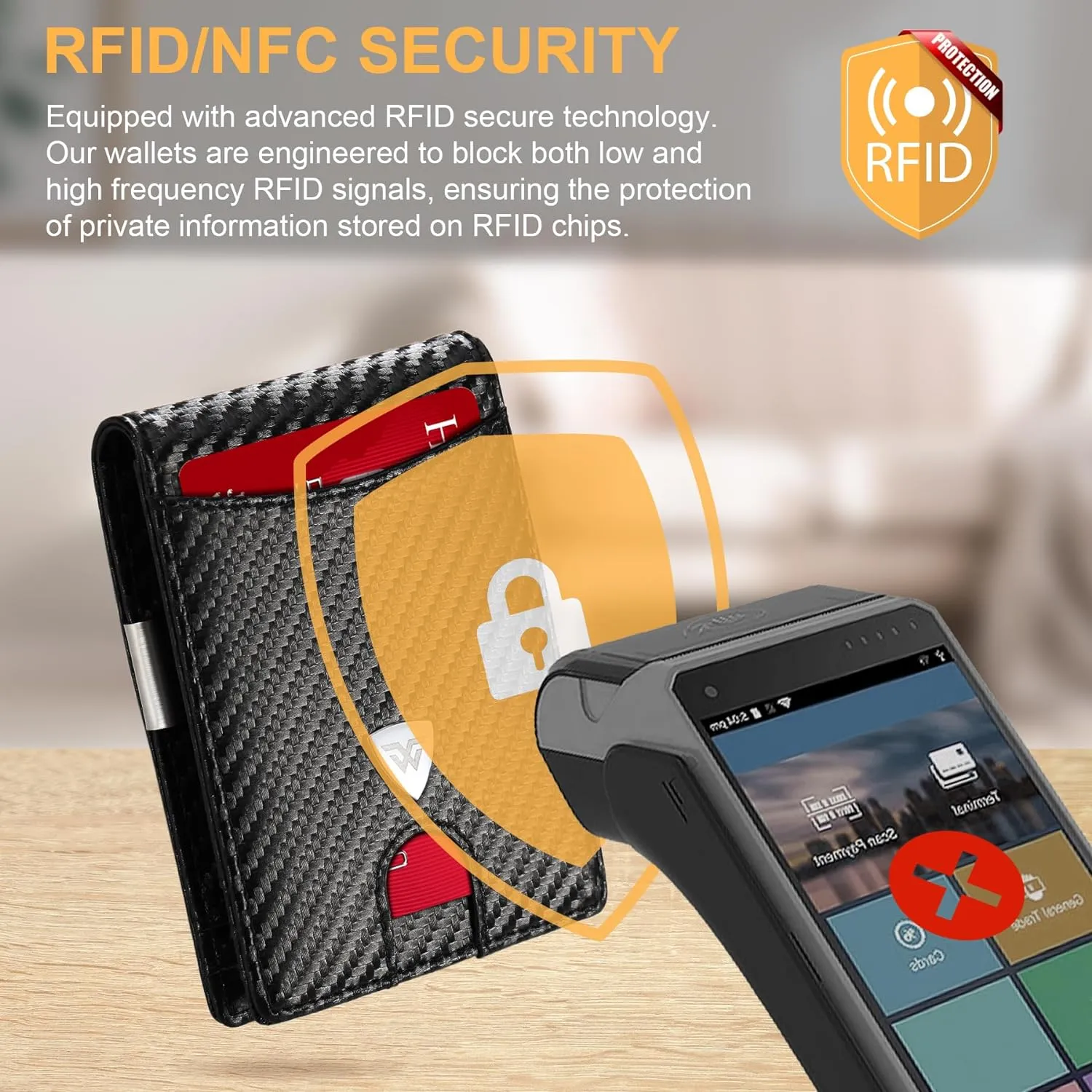 Sleek RFID Blocking Carbon Fiber Leather Wallet for Men with 12 Card Slots