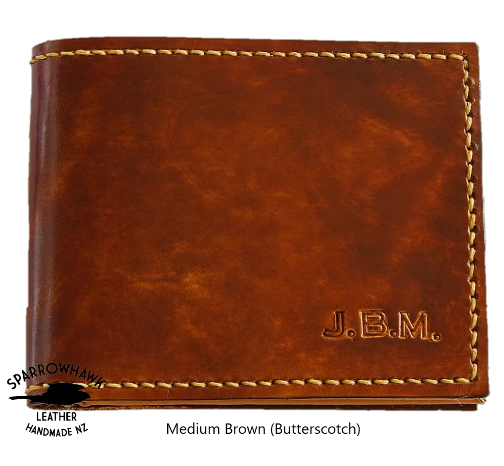 Slimline Billfold Wallet (display) - Tan Interior - Embossed Initials