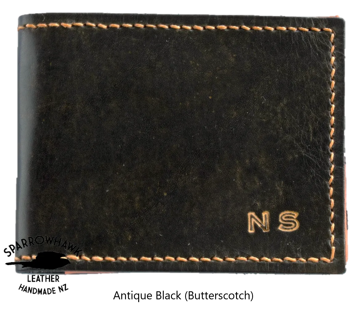 Slimline Billfold Wallet (display) - Tan Interior - Embossed Initials