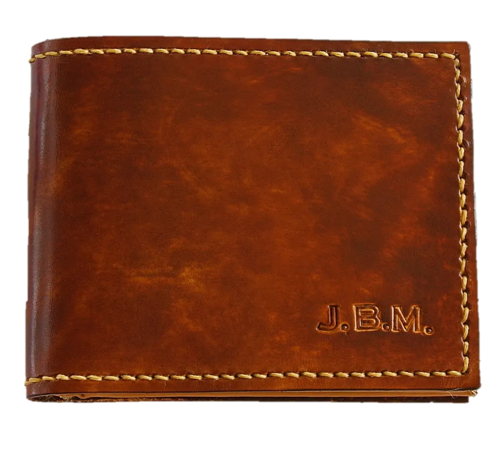 Slimline Billfold Wallet (display) - Tan Interior - Embossed Initials