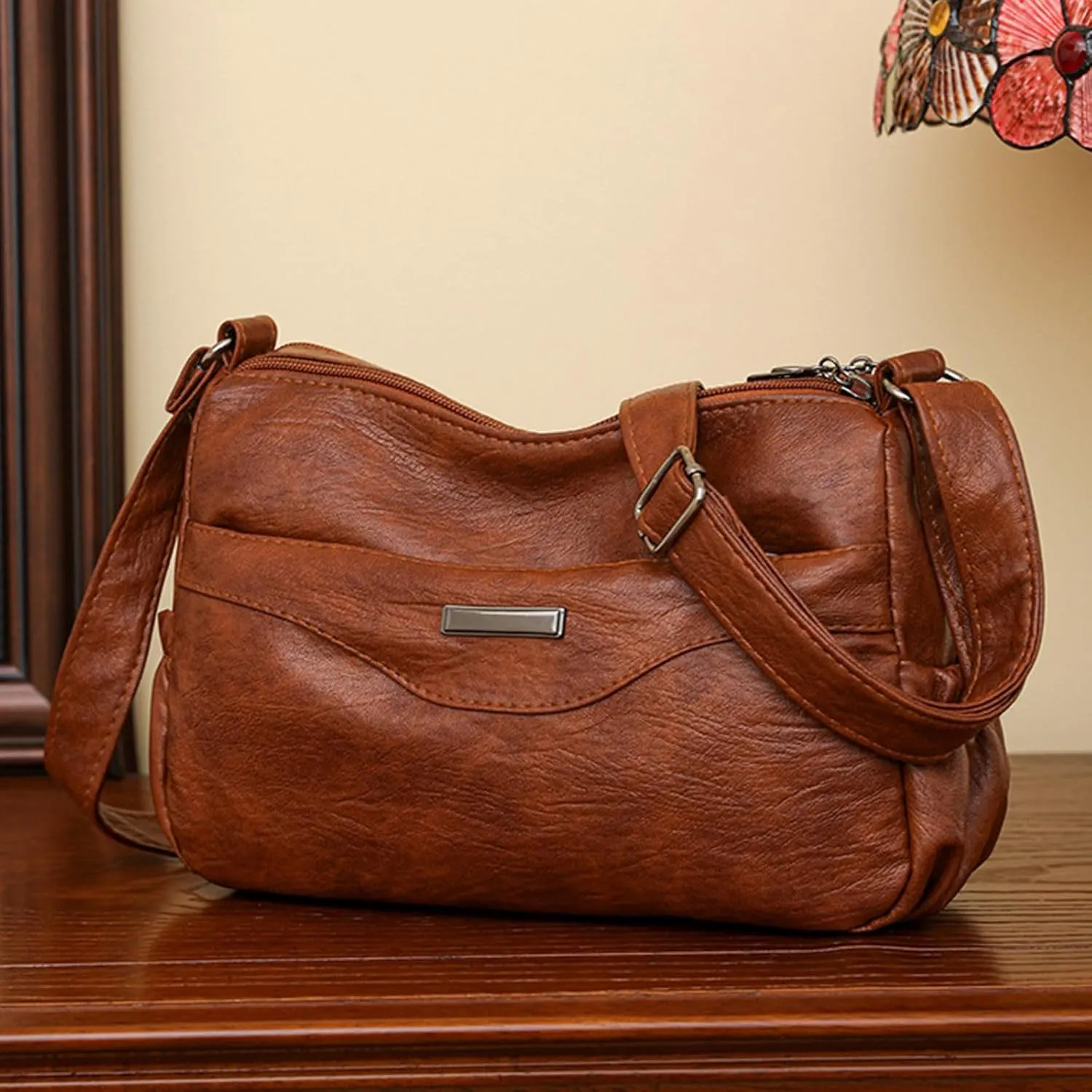 Sling Bags for Women Anti Theft Travel Crossbody Purses with Built In Wallet Cute Purse for Women Trendy(Brown)