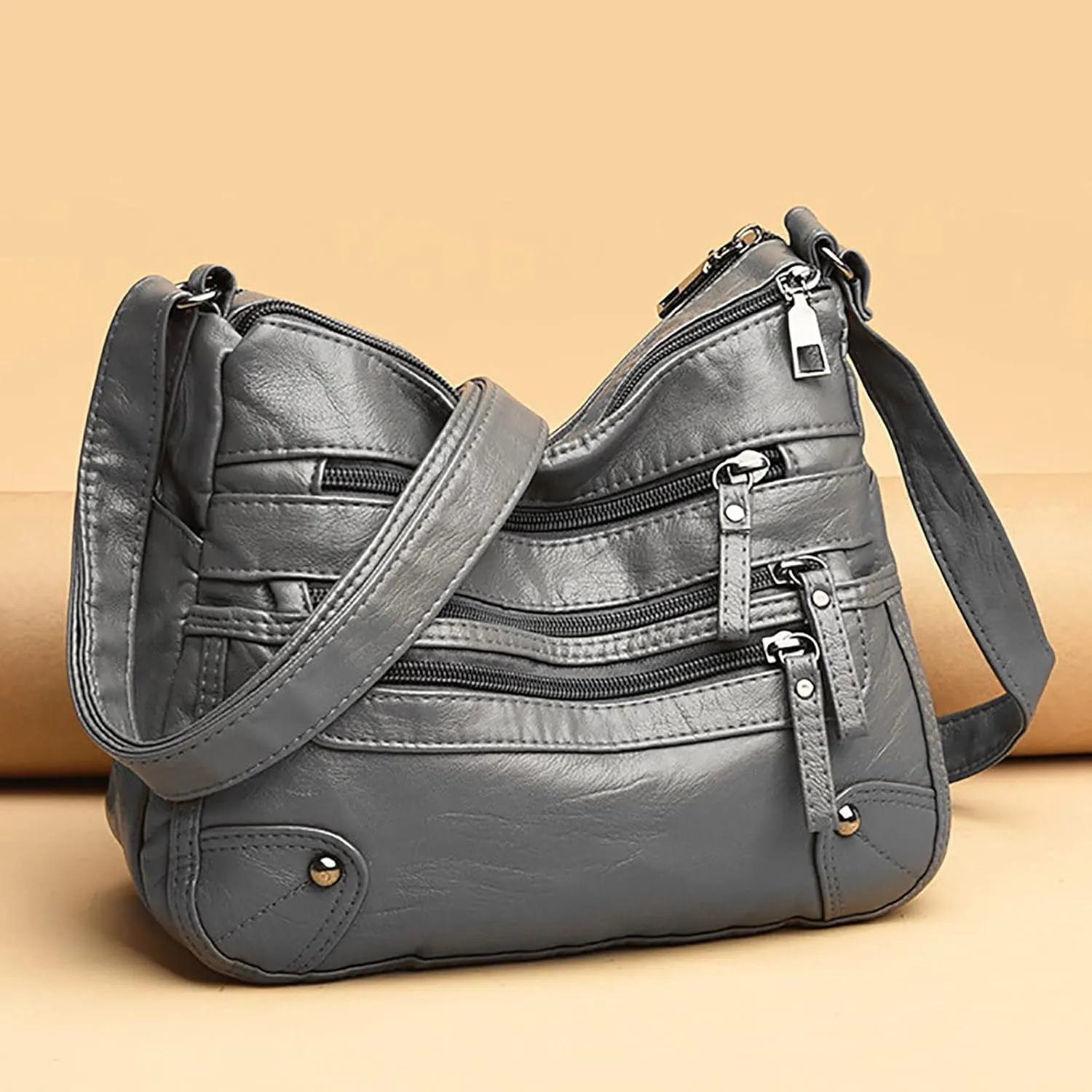 Sling Bags for Women Anti Theft Travel Fashion Canvas Hippie Crossbody Bags Womens Vacation Shoulder Bag(Grey)