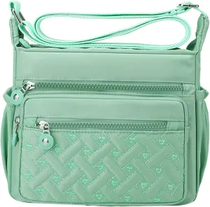 Sling Bags for Women Anti Theft Travel Lightweight Quilted Leather Handbags for Women Lightweight Work Bag(Green)