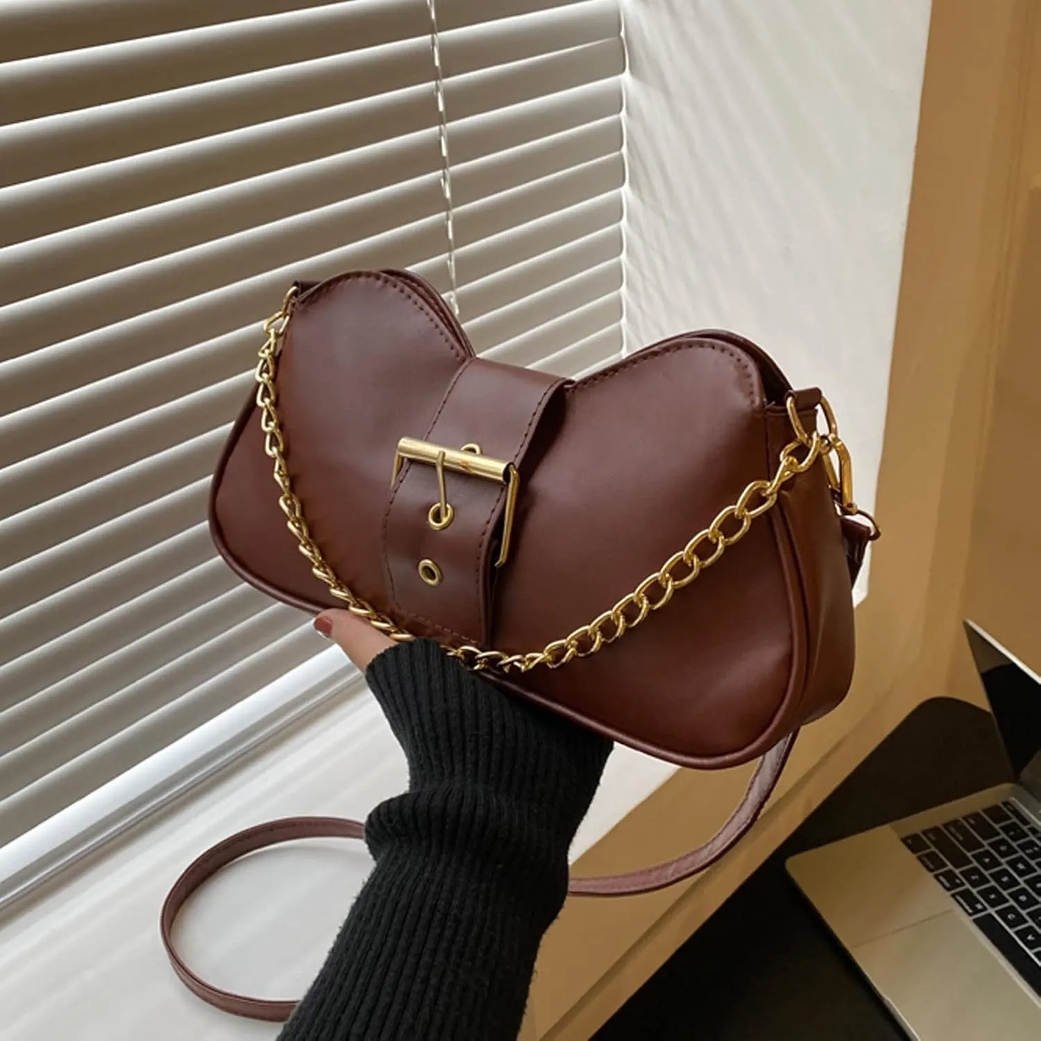 Sling Bags for Women Anti Theft Travel Retro Studded Crossbody Bags Small Shoulder Purses Transparent Bag(Brown)