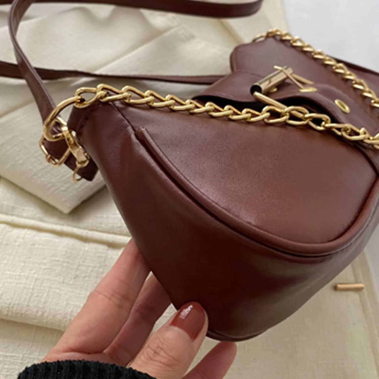 Sling Bags for Women Anti Theft Travel Retro Studded Crossbody Bags Small Shoulder Purses Transparent Bag(Brown)