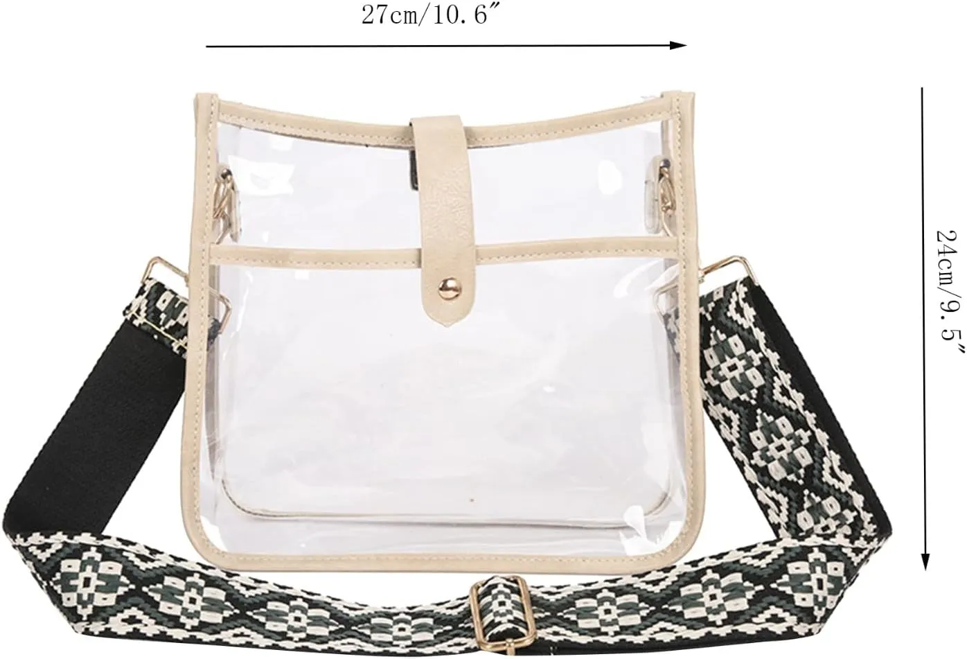 Sling Bags for Women Anti Theft Travel Satchel Purses with Multi Zipper Pocket Clear Bag for Stadium Events(Brown)
