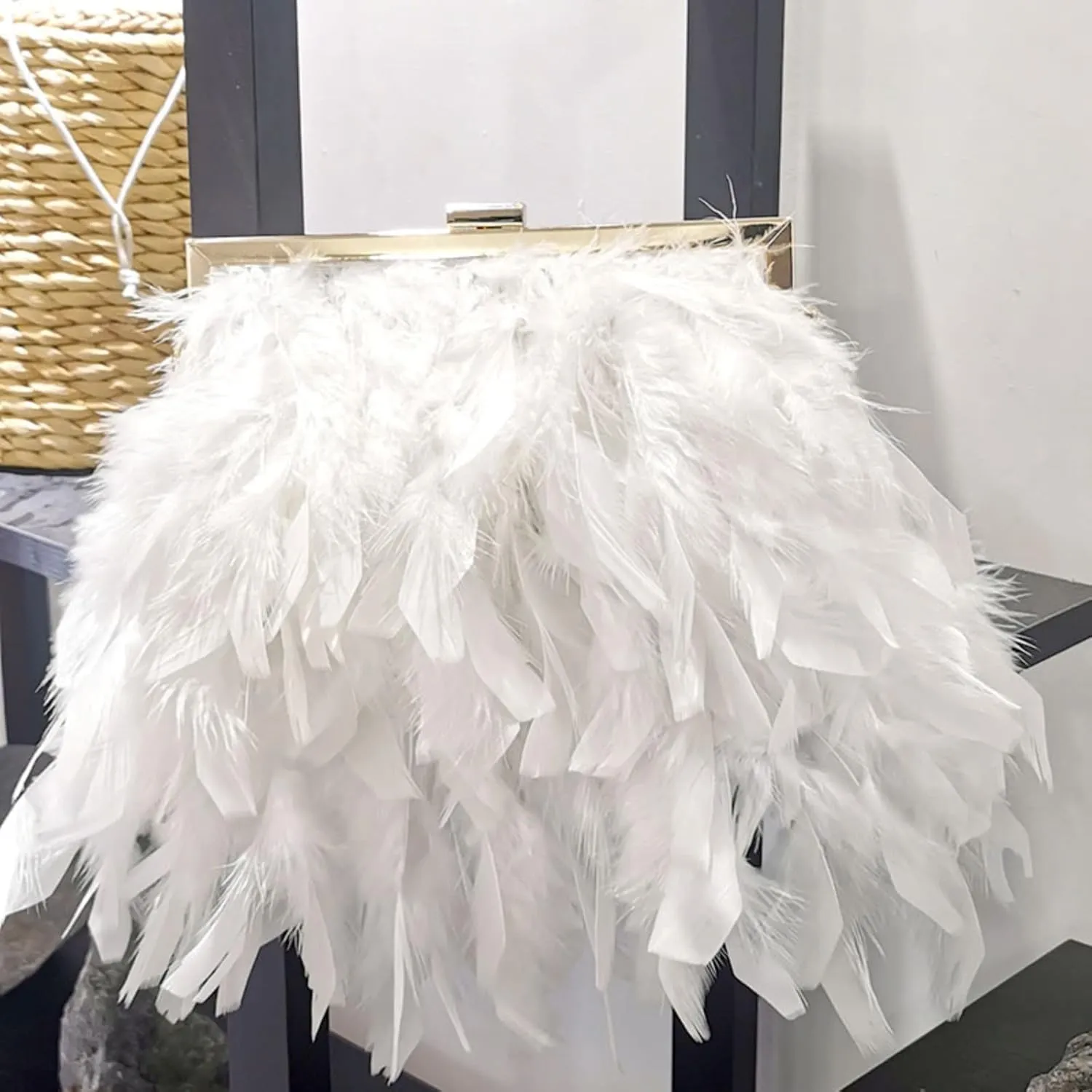 Small Crossbody Bag Luxury Handbags Clutch Bag Pearl Chain Purses Feather For Women